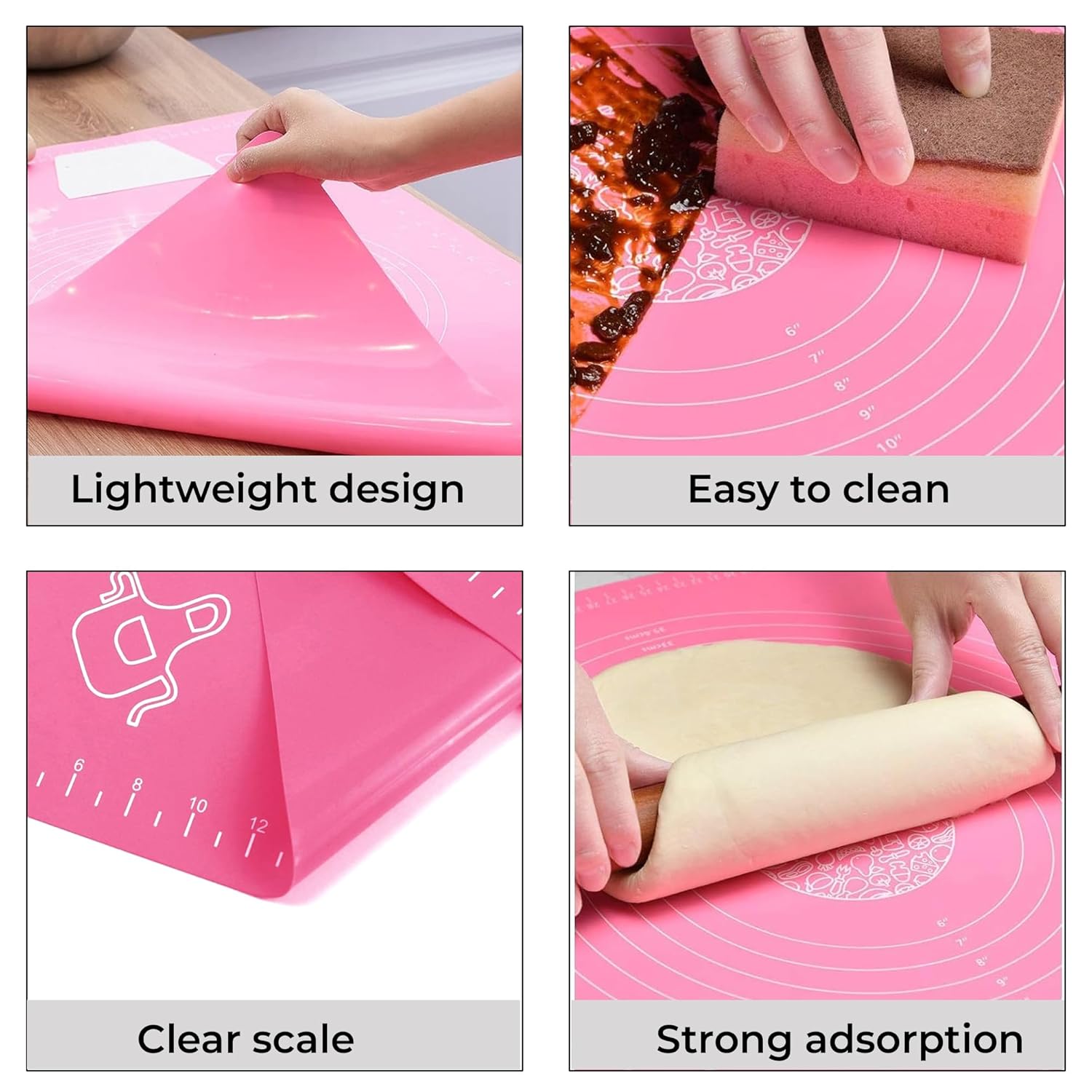 Cutting EDGE Baking Mat - Non Stick & Stretchable Ideal for Baking, Chapati Atta Kneading, Pastry, Thick and Large Rolling Mat with Measurments (50 X 40 Cm)