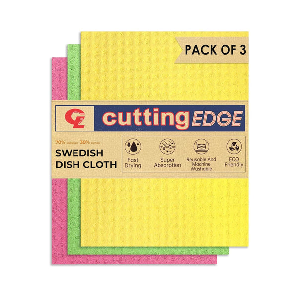 Cutting EDGE Kitchen Cleaning Sponge | Multi-Purpose & Resusable Wipes for Dry & Wet Use | Multi- Color, Biodegradable