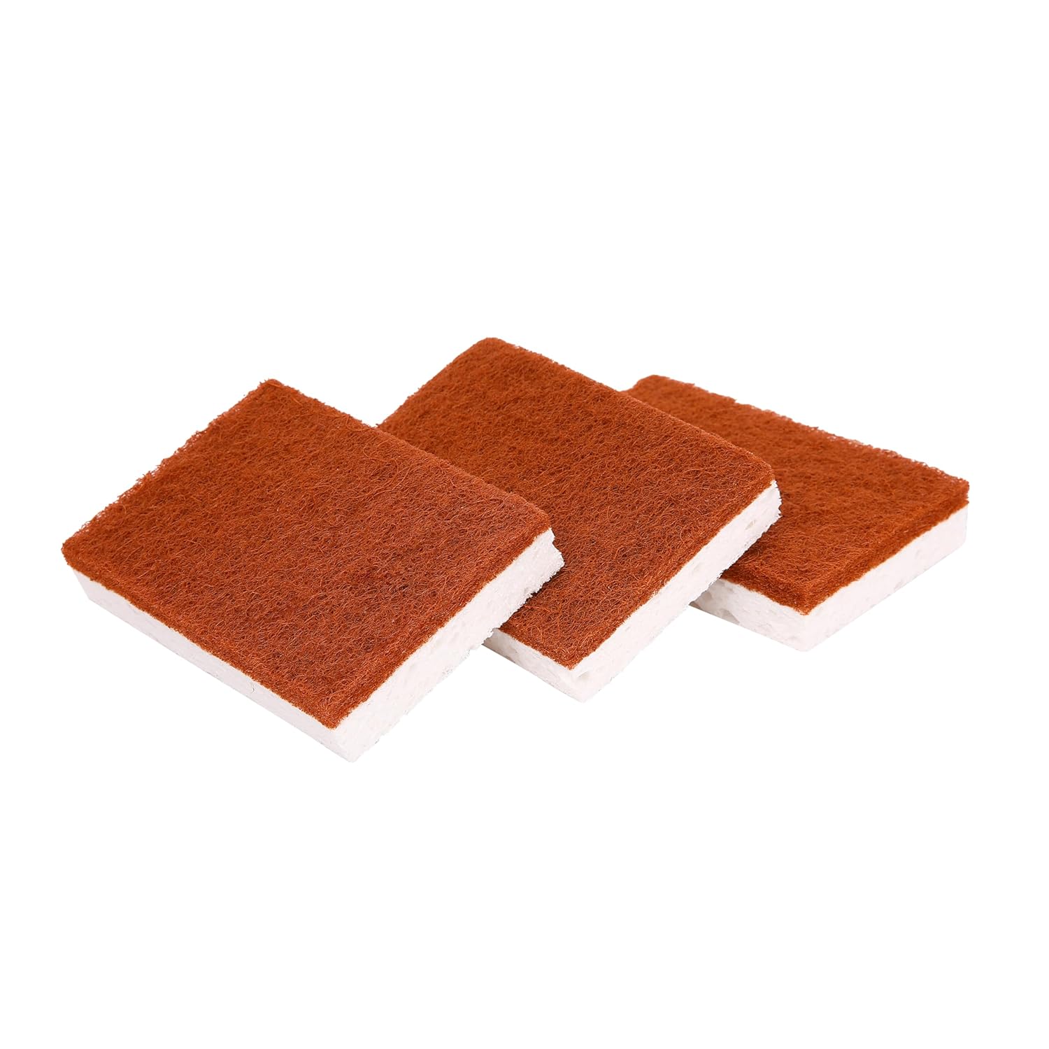 Cutting EDGE Coconut Fiber Coir - Biodegradable Non Scratch Cellulose & Long Lasting Scrubbing Pads for Kitchen Cleaning Dishes and Pots – Pack of 3