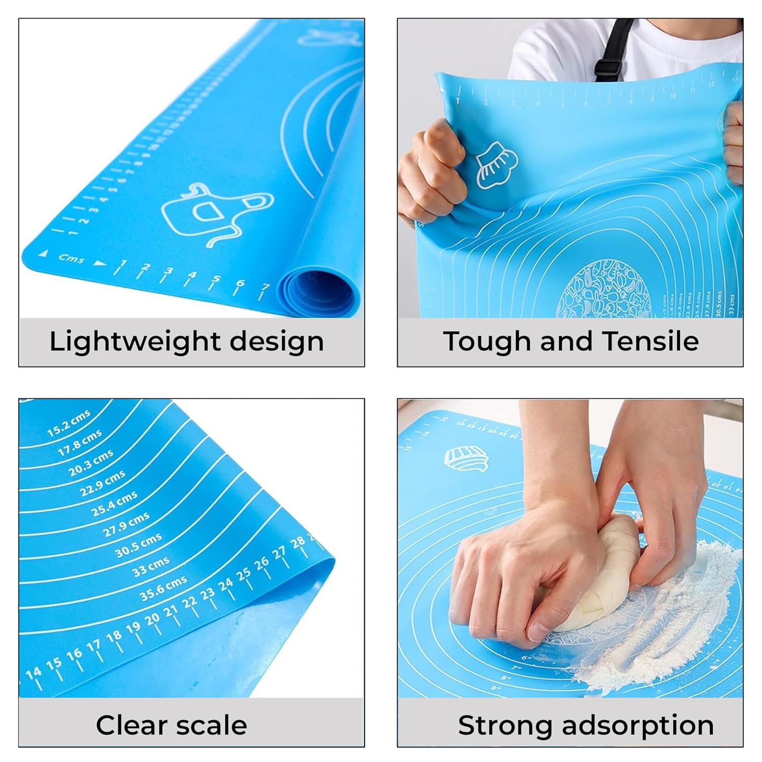 Cutting EDGE Baking Mat - Non Stick & Stretchable Ideal for Baking, Chapati Atta Kneading, Pastry, Thick and Large Rolling Mat with Measurments (50 X 40 Cm)