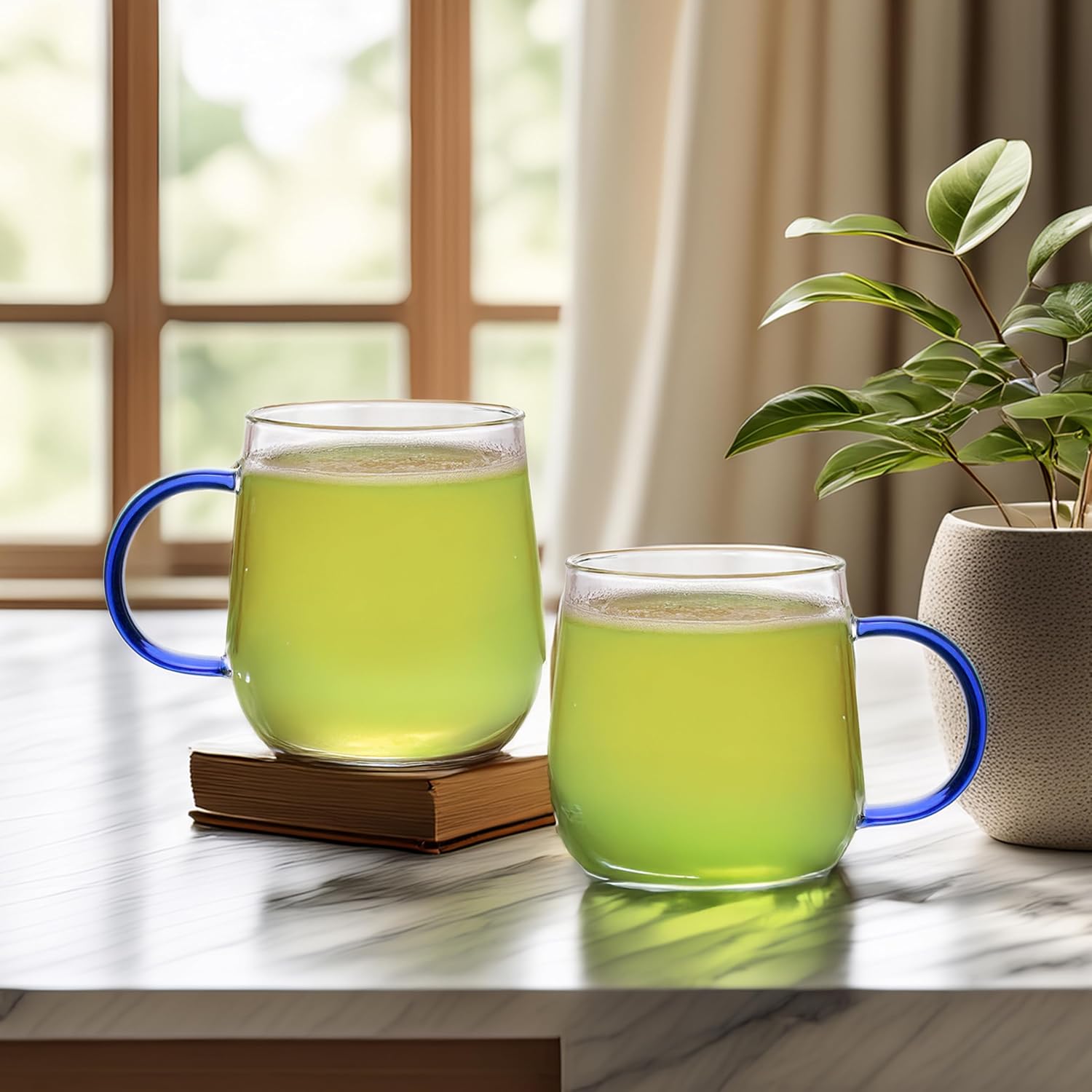 Crystal Clear, Microwave Safe for Regular Use, Serving Hot Latte Coffee, Cappuccino, Milk, Green & Black Tea