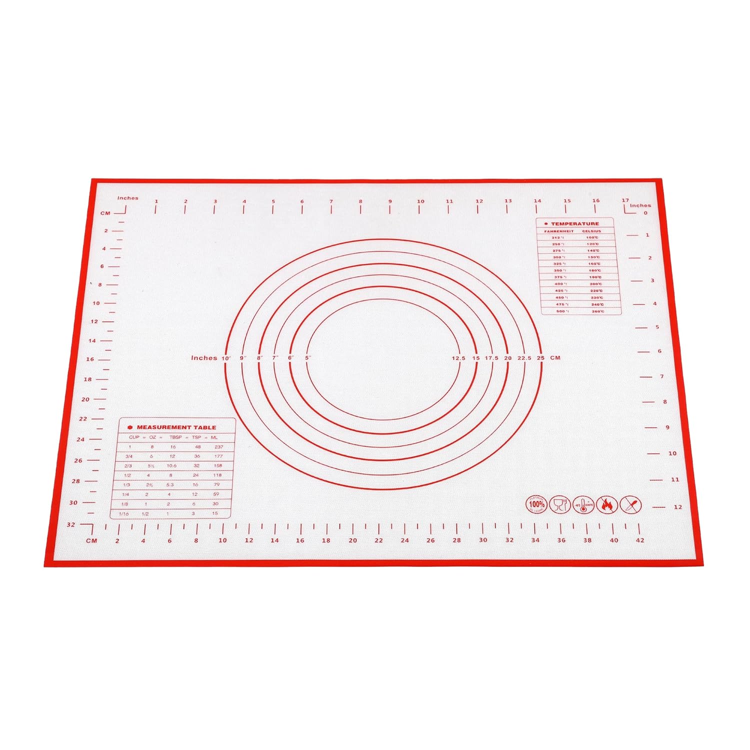 Cutting EDGE Silicone Baking Mat - Non Stick & Stretchable Ideal for Baking, Chapati Atta Kneading, Fondant, Thick and Large Rolling Mat with Measurments
