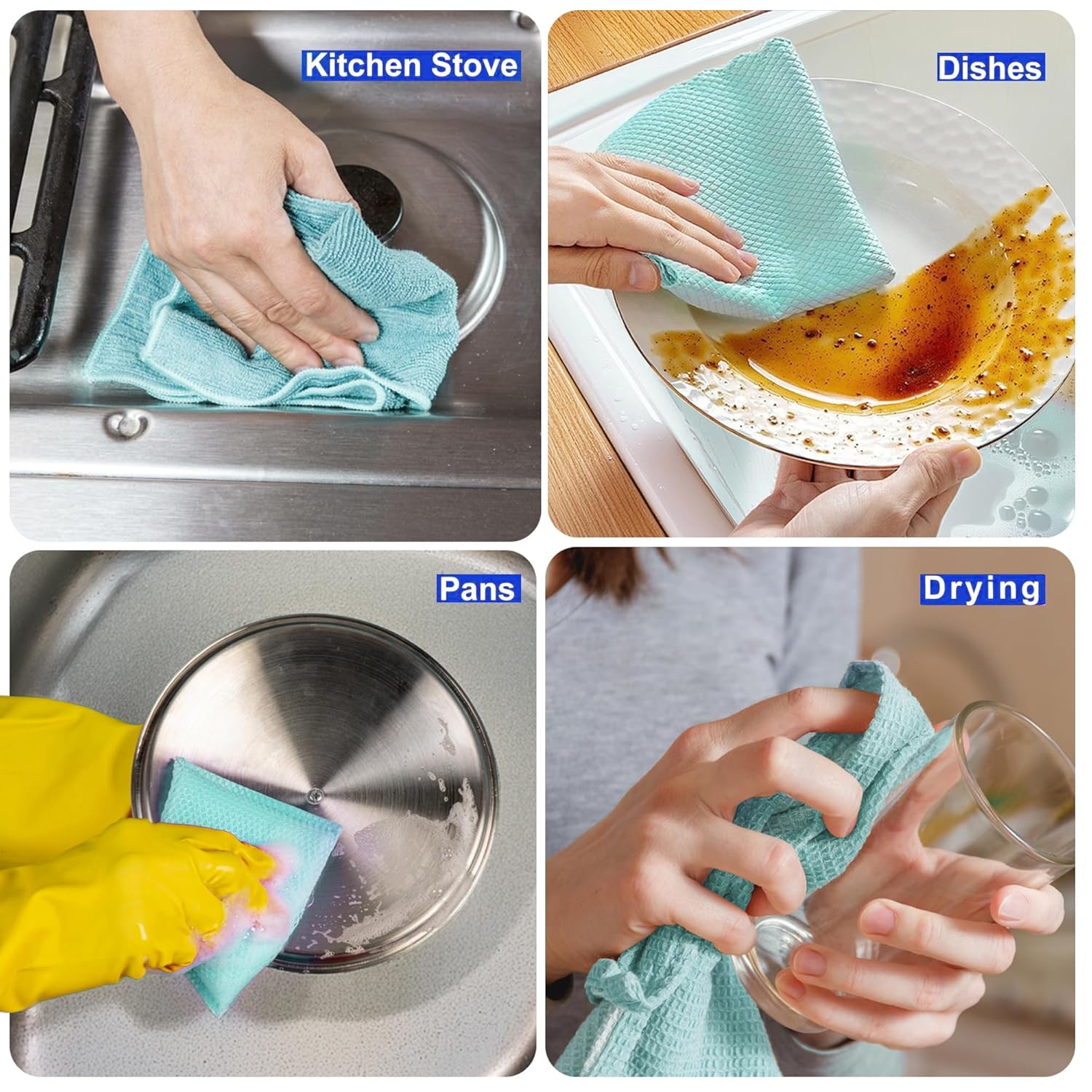 Cutting EDGE Kitchen Care Set – 3-Piece Combo: Dish Wash Cloth with Mesh, Dish Wash Towel, and Dish Drying Mat
