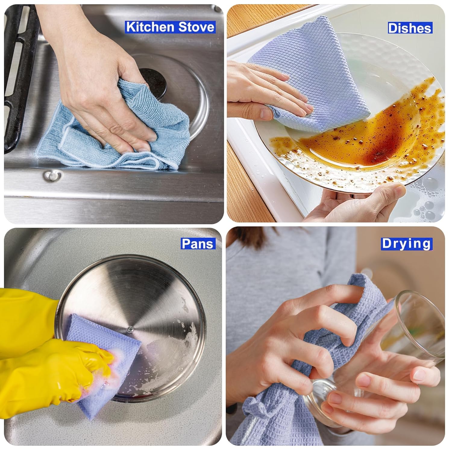 Cutting EDGE Kitchen Care Set – 3-Piece Combo: Dish Wash Cloth with Mesh, Dish Wash Towel, and Dish Drying Mat