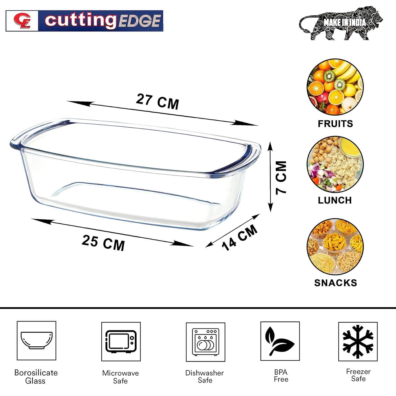 Cutting EDGE Onyx Bake and Serve Loaf Oven/Microwave Safe Glass Oval Dish (Transparent)