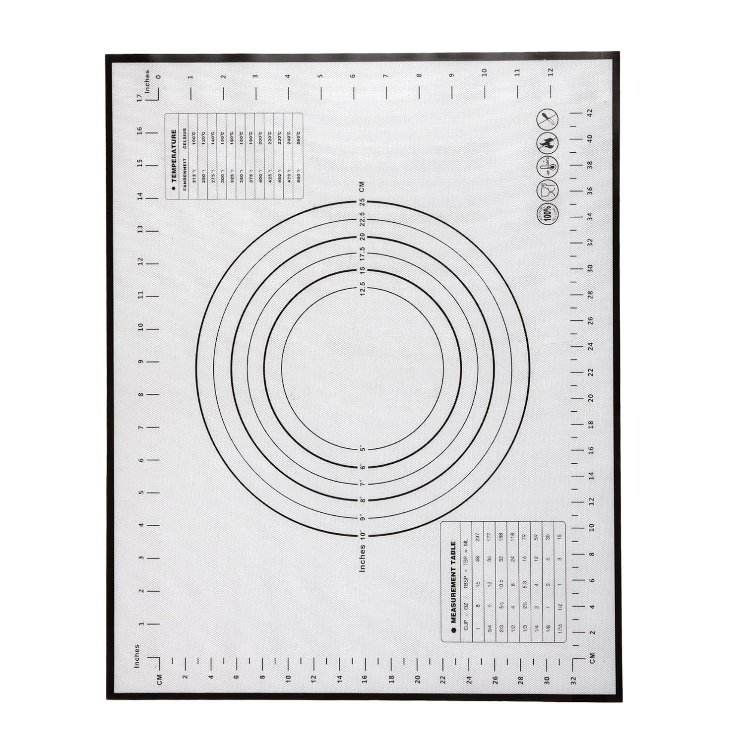 Cutting EDGE Silicone Baking Mat - Non Stick & Stretchable Ideal for Baking, Chapati Atta Kneading, Fondant, Thick and Large Rolling Mat with Measurments