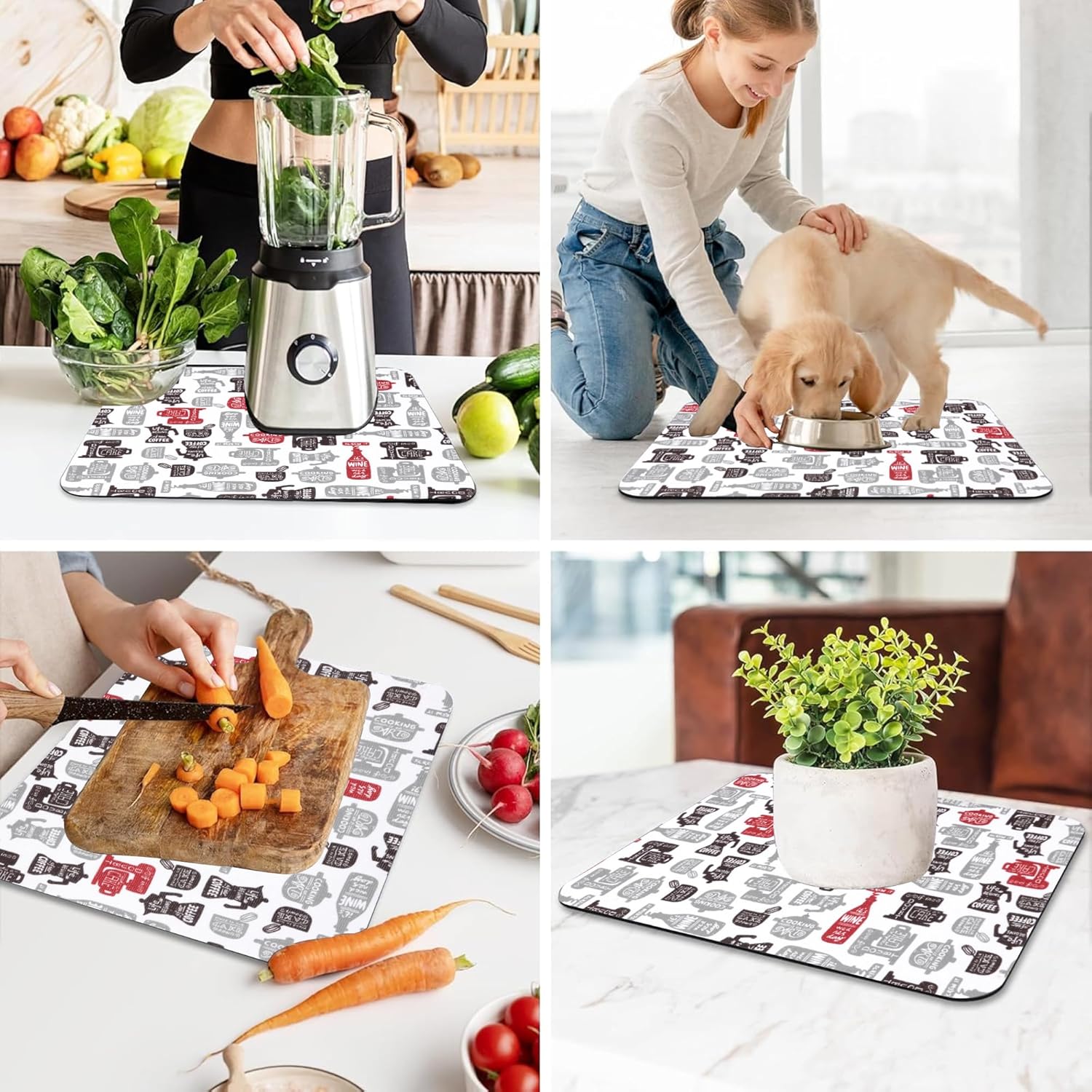 Cutting EDGE Microfiber Dish Drying Mat – Water Absorbent & Reversible for Kitchen Utensils, Counter Top, Sink (50CM X 38CM)