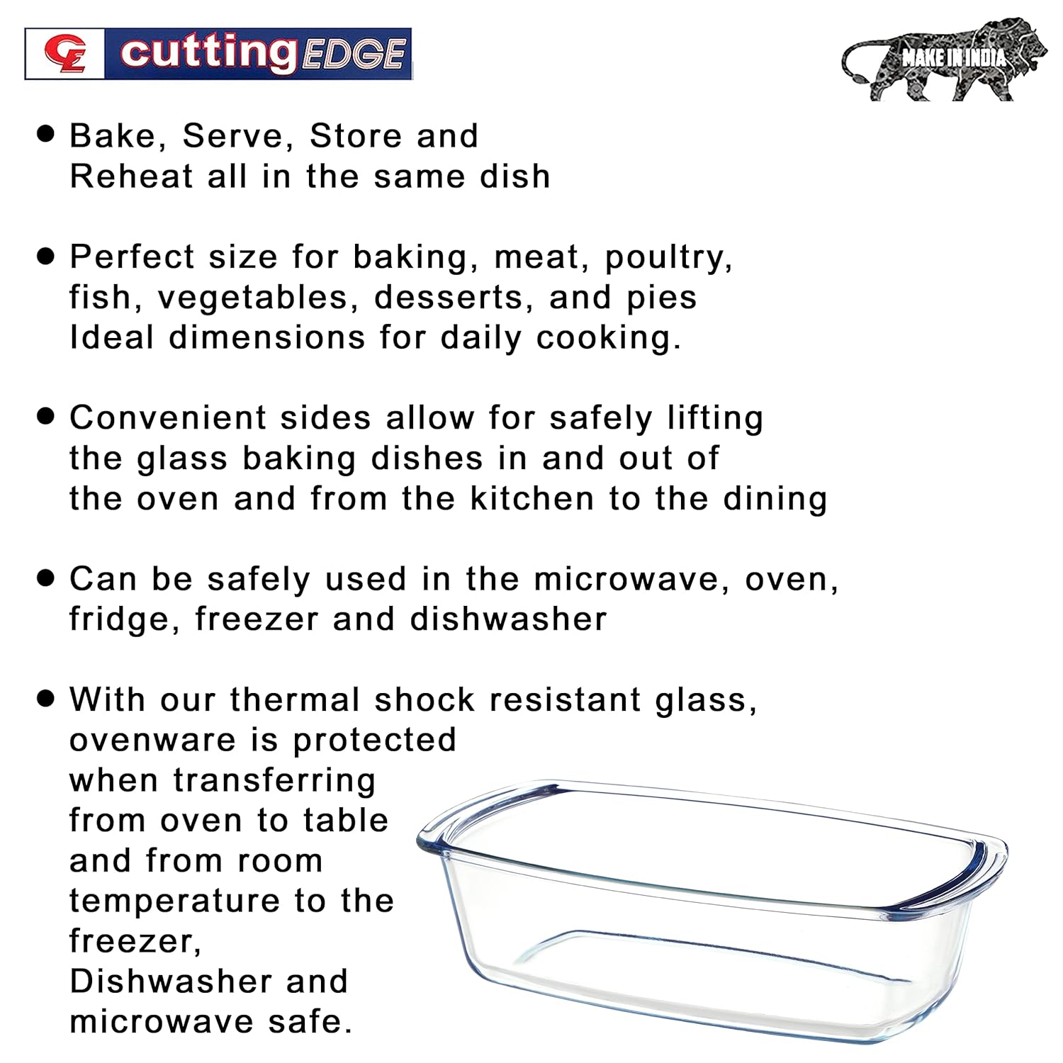 Cutting EDGE Onyx Bake and Serve Loaf Oven/Microwave Safe Glass Oval Dish (Transparent)