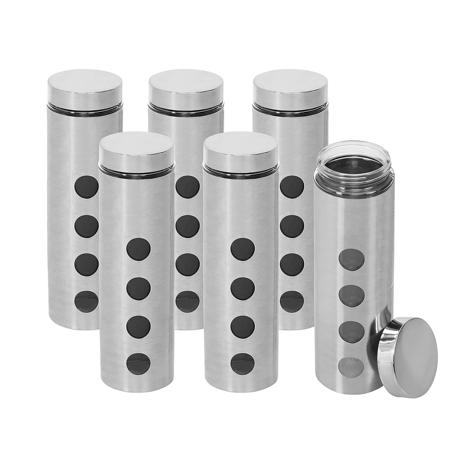 Cutting EDGE Drip Window - Steel Jacketed Glass Jars for Dal, Dry, Spices, Fruits, Kitchen Storage Container