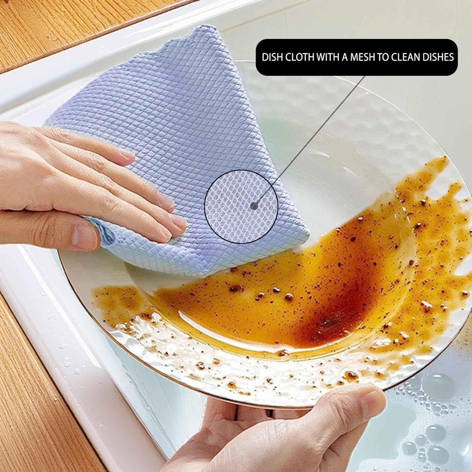 Cutting EDGE Kitchen Care Set – 3-Piece Combo: Dish Wash Cloth with Mesh, Dish Wash Towel, and Dish Drying Mat