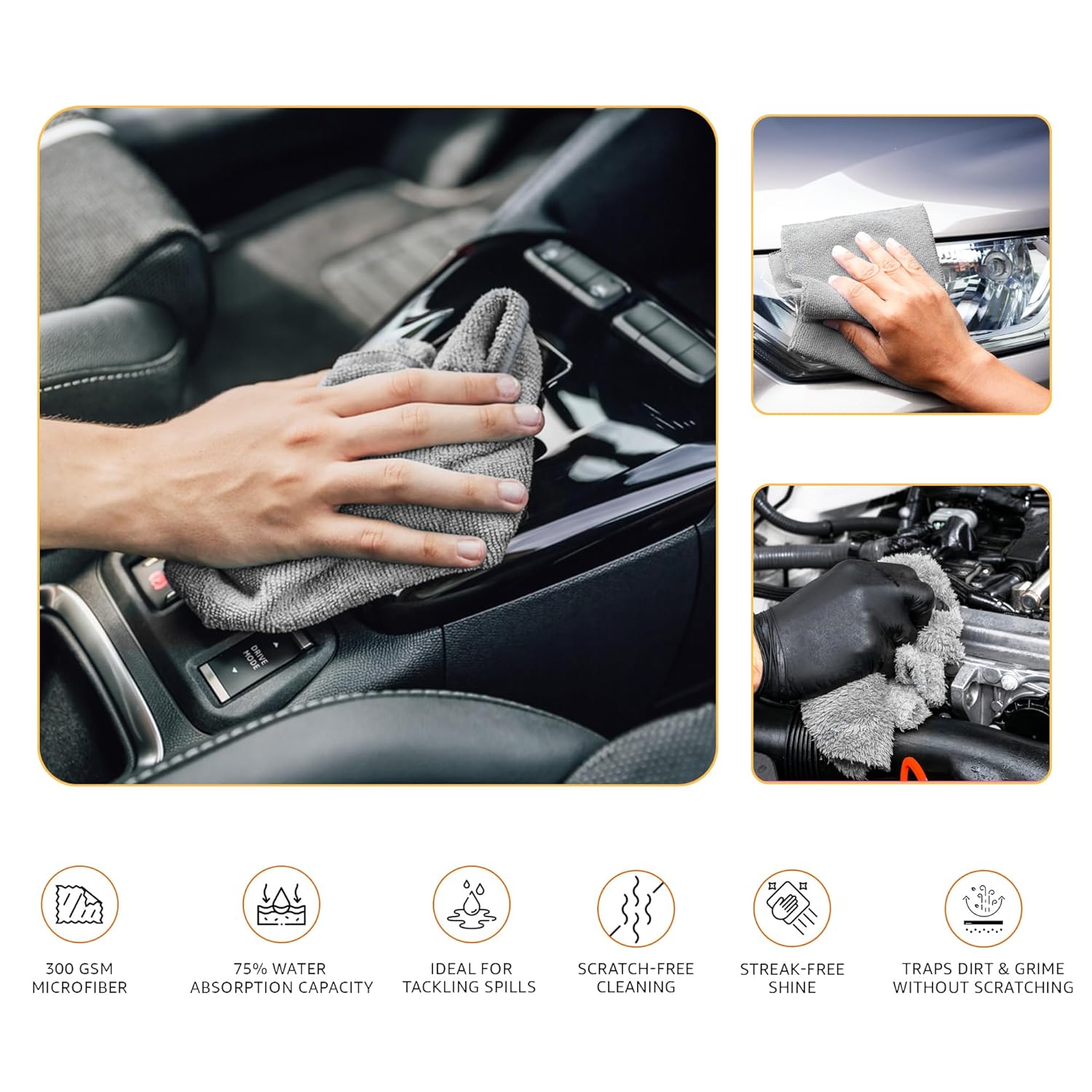 Cutting EDGE Soft Microfiber Cleaning Cloth Pack of 2 Thick Lint & Scratch Free Multipurpose Perfect for Car Bike Cleaning Polishing Washing & Detailing