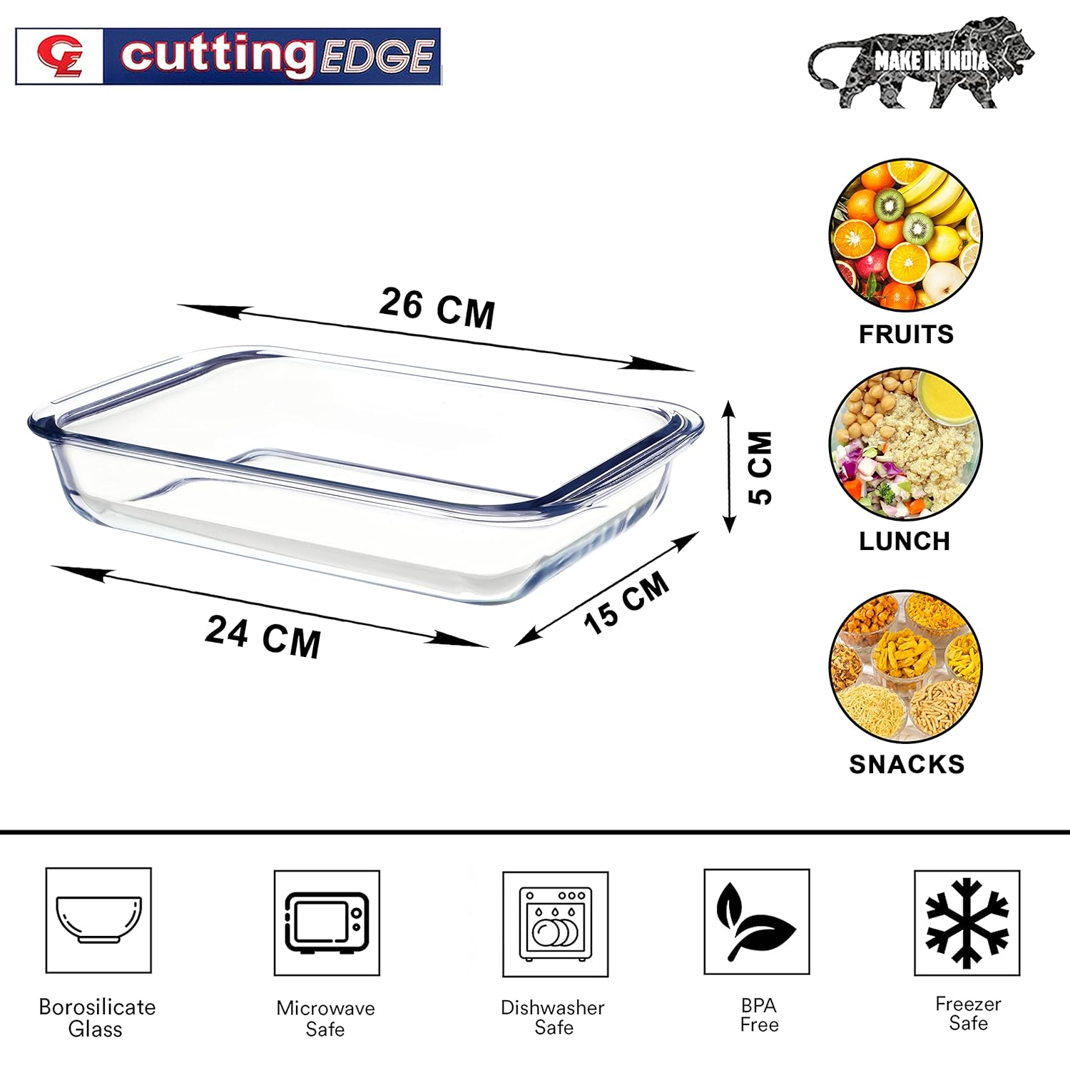Cutting EDGE Onyx Bake and Serve Loaf Oven/Microwave Safe Glass Oval Dish (Transparent)