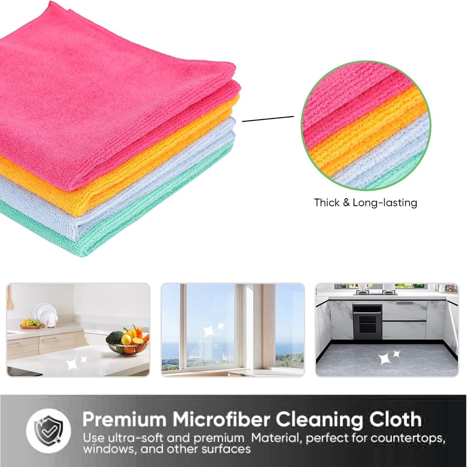 Cutting EDGE Soft Microfiber Cleaning Cloth Thick Lint & Scratch Free Multipurpose Perfect for Home Appliances & Kitchen Cleaning Both Interior and Exterior -Pack of 4 (Multicolor)