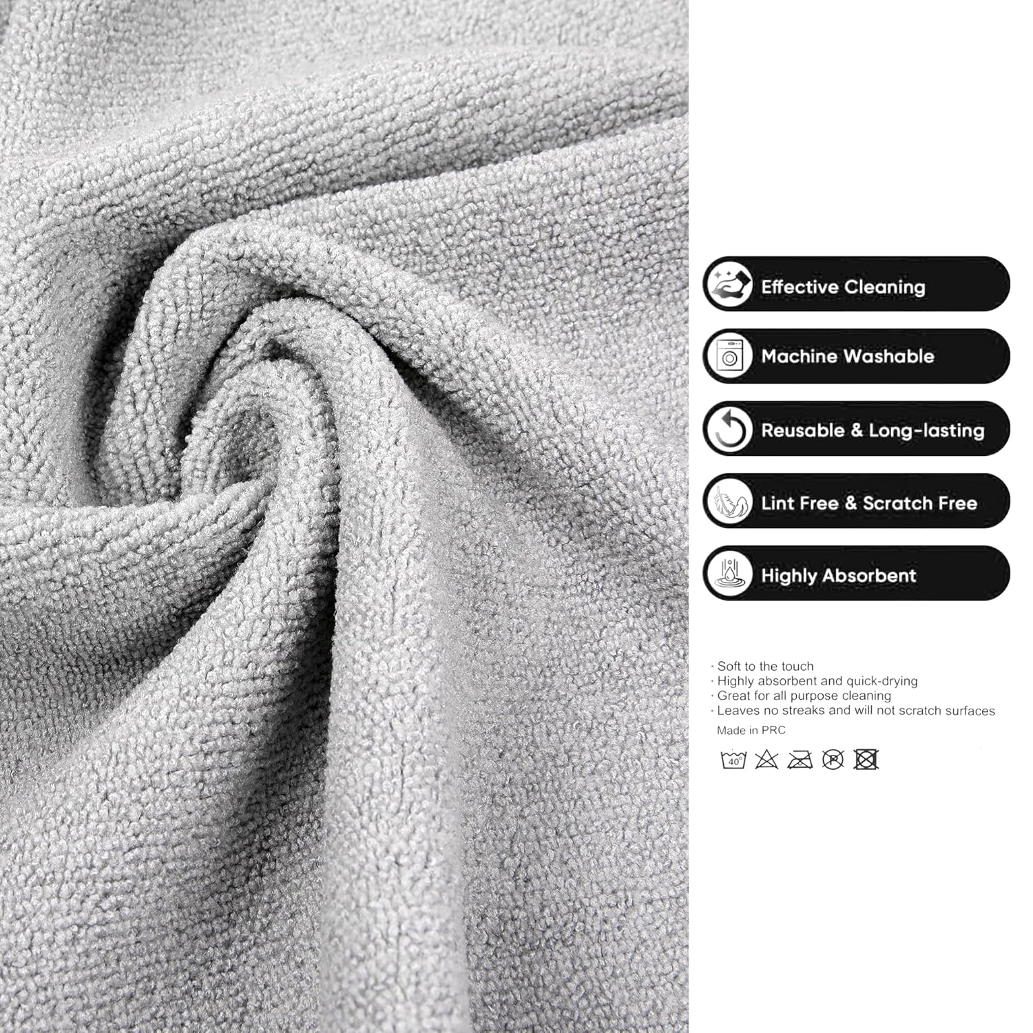 Cutting EDGE Microfiber Cleaning Cloth Thick Lint & Scratch Free Multipurpose Cloth Perfect for Home Appliances & Kitchen Cleaning Both Interior and Exterior (Set of 2, Grey Color)