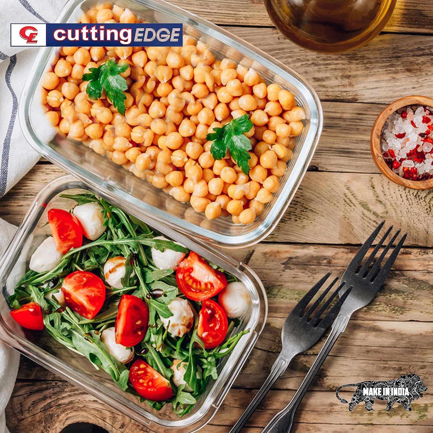 Cutting EDGE Smart Lock Borosilicate Rectangular Lunch Boxes / Glass Food Container with Air Vent Lid