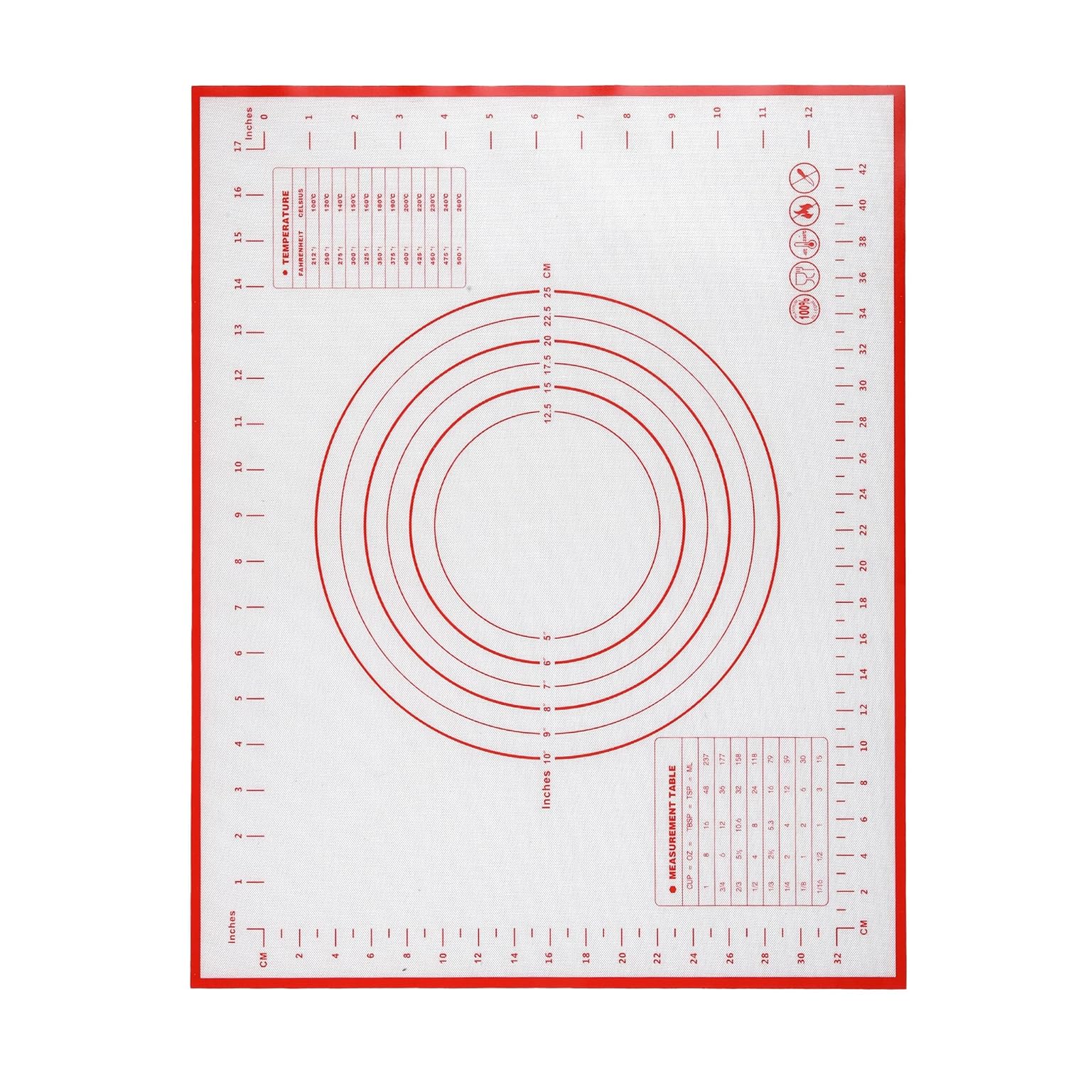Cutting EDGE Silicone Baking Mat - Non Stick & Stretchable Ideal for Baking, Chapati Atta Kneading, Fondant, Thick and Large Rolling Mat with Measurments