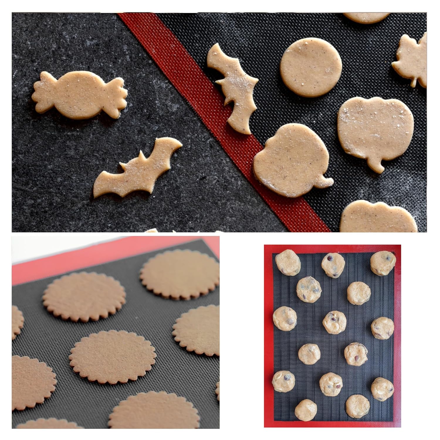 Cutting EDGE Silicone Baking Mat, Non Stick & Reusable, Oven Baking Sheets for Making Cookies, Macaroons, Bread, Brownies, Pizza
