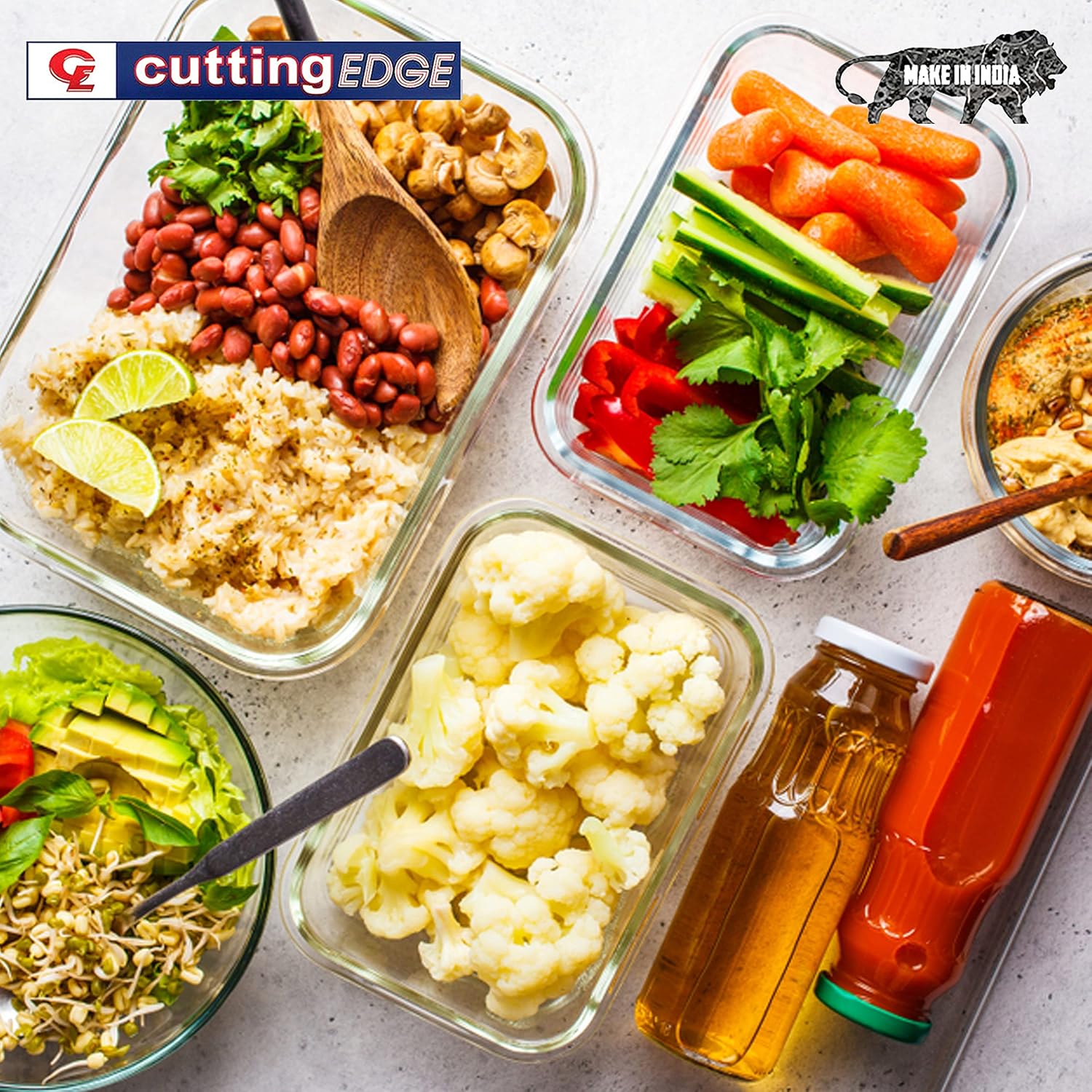 Cutting EDGE Smart Lock Borosilicate Rectangular Lunch Boxes / Glass Food Container with Air Vent Lid