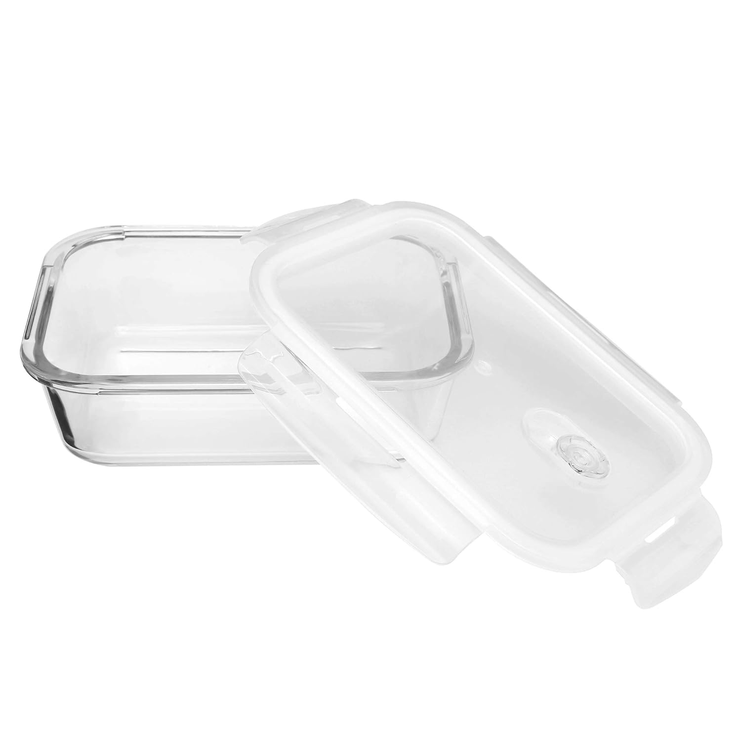 Cutting EDGE Smart Lock Borosilicate Rectangular Lunch Boxes / Glass Food Container with Air Vent Lid