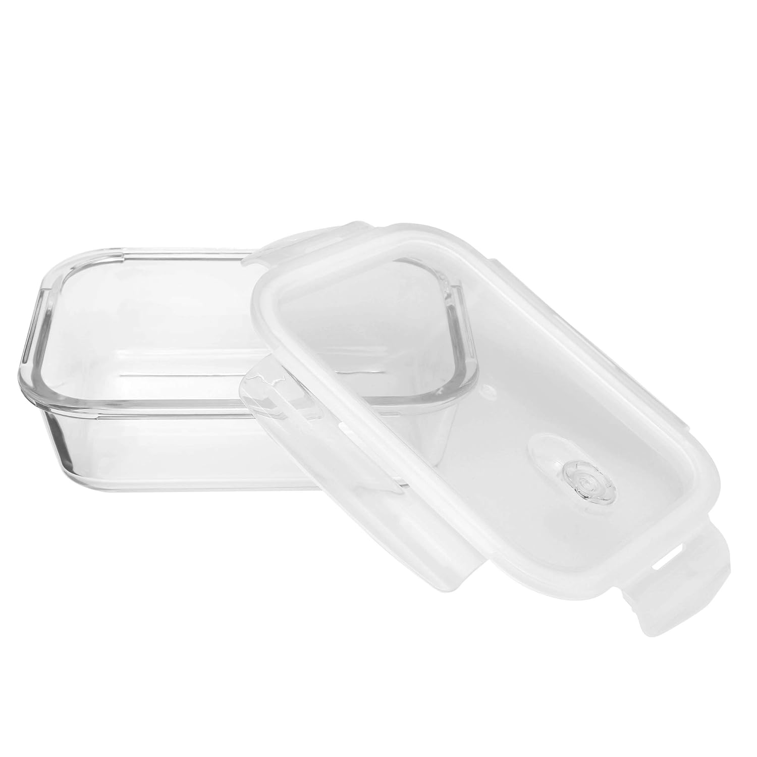 Cutting EDGE Smart Lock Borosilicate Rectangular Lunch Boxes / Glass Food Container with Air Vent Lid