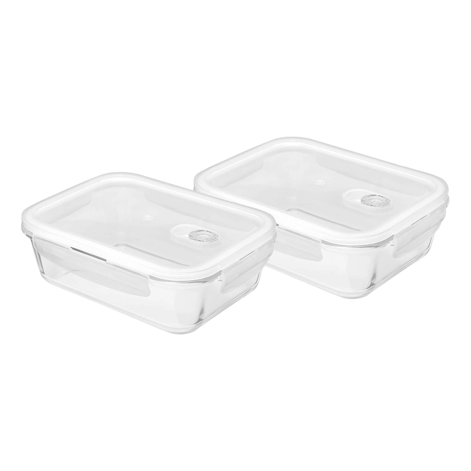 Cutting EDGE Smart Lock Borosilicate Rectangular Lunch Boxes / Glass Food Container with Air Vent Lid