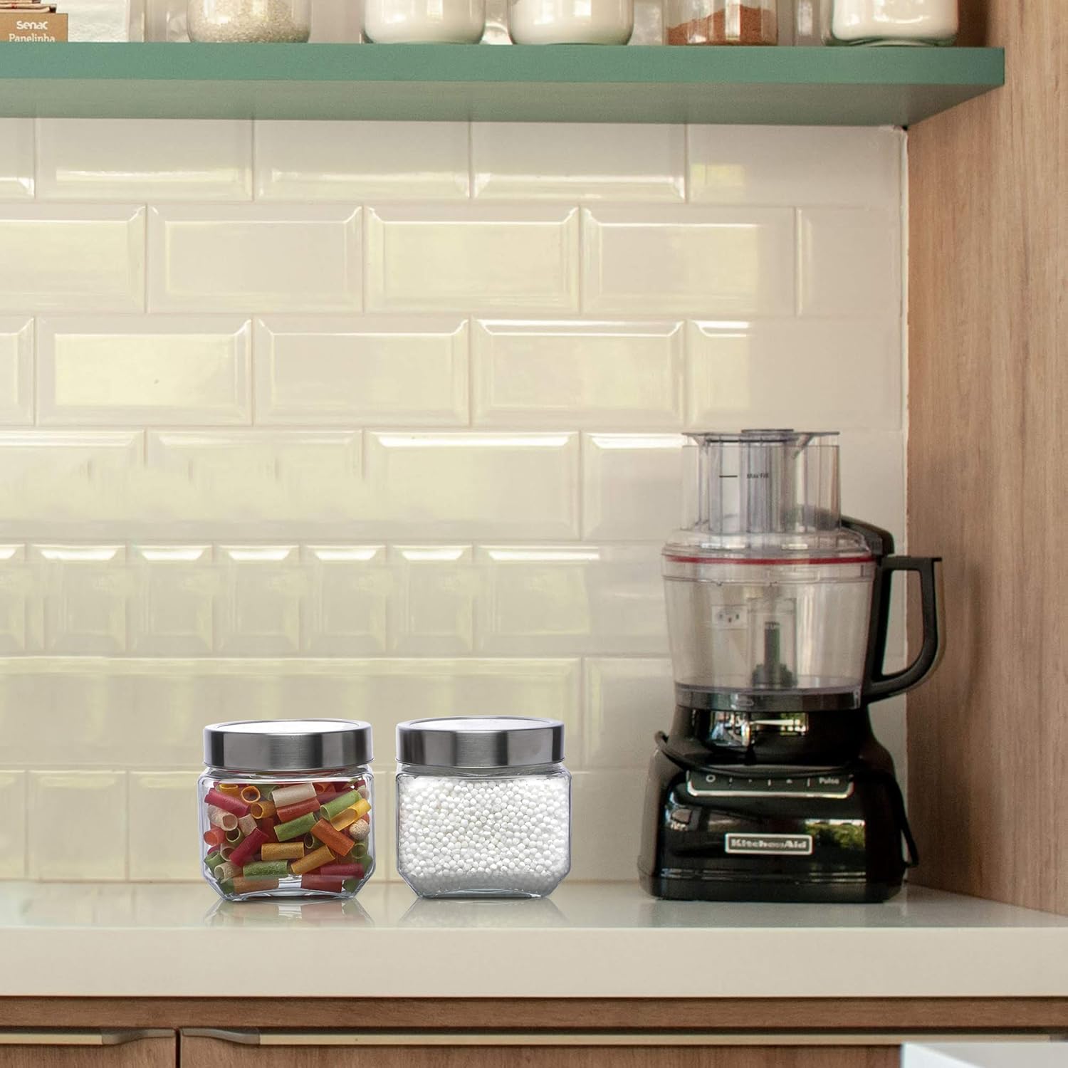 Cutting EDGE Glass Jar Transparent Barni for Kitchen, Aachar Pickle, Dal, Dry Fruits, Masala, Spices, Grocery, Grains Storage Container with Silver See-Through Cap