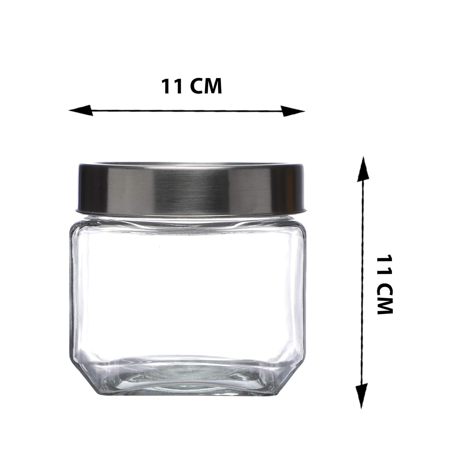 Cutting EDGE Glass Jar Transparent Barni for Kitchen, Aachar Pickle, Dal, Dry Fruits, Masala, Spices, Grocery, Grains Storage Container with Silver See-Through Cap