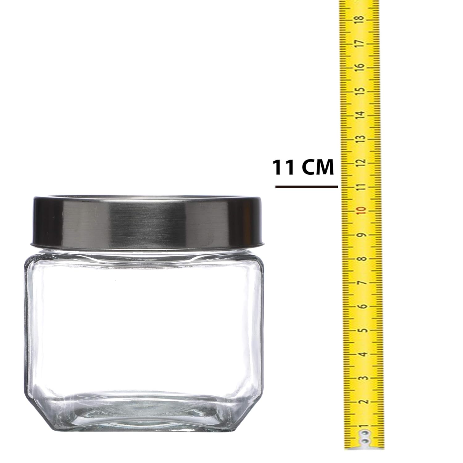 Cutting EDGE Glass Jar Transparent Barni for Kitchen, Aachar Pickle, Dal, Dry Fruits, Masala, Spices, Grocery, Grains Storage Container with Silver See-Through Cap