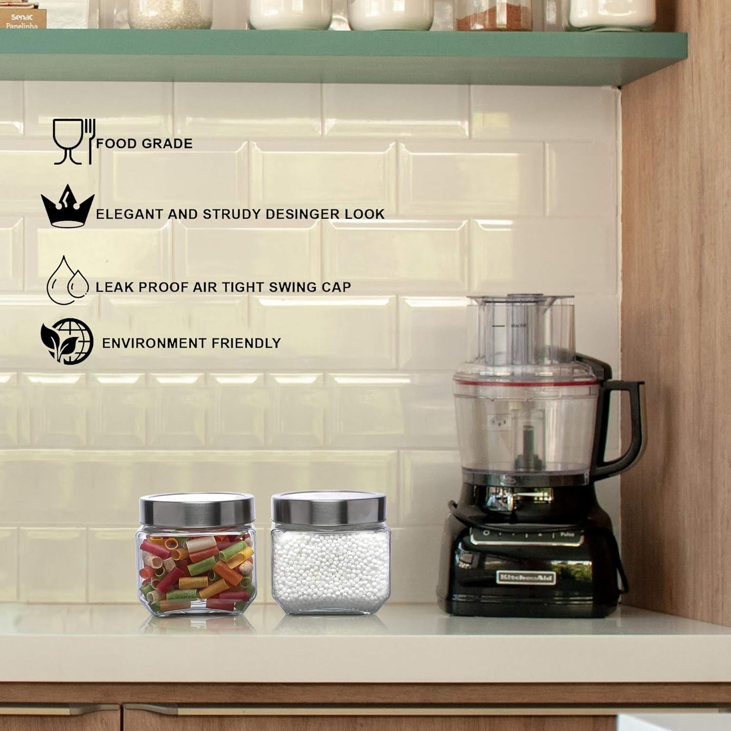 Cutting EDGE Glass Jar Transparent Barni for Kitchen, Aachar Pickle, Dal, Dry Fruits, Masala, Spices, Grocery, Grains Storage Container with Silver See-Through Cap