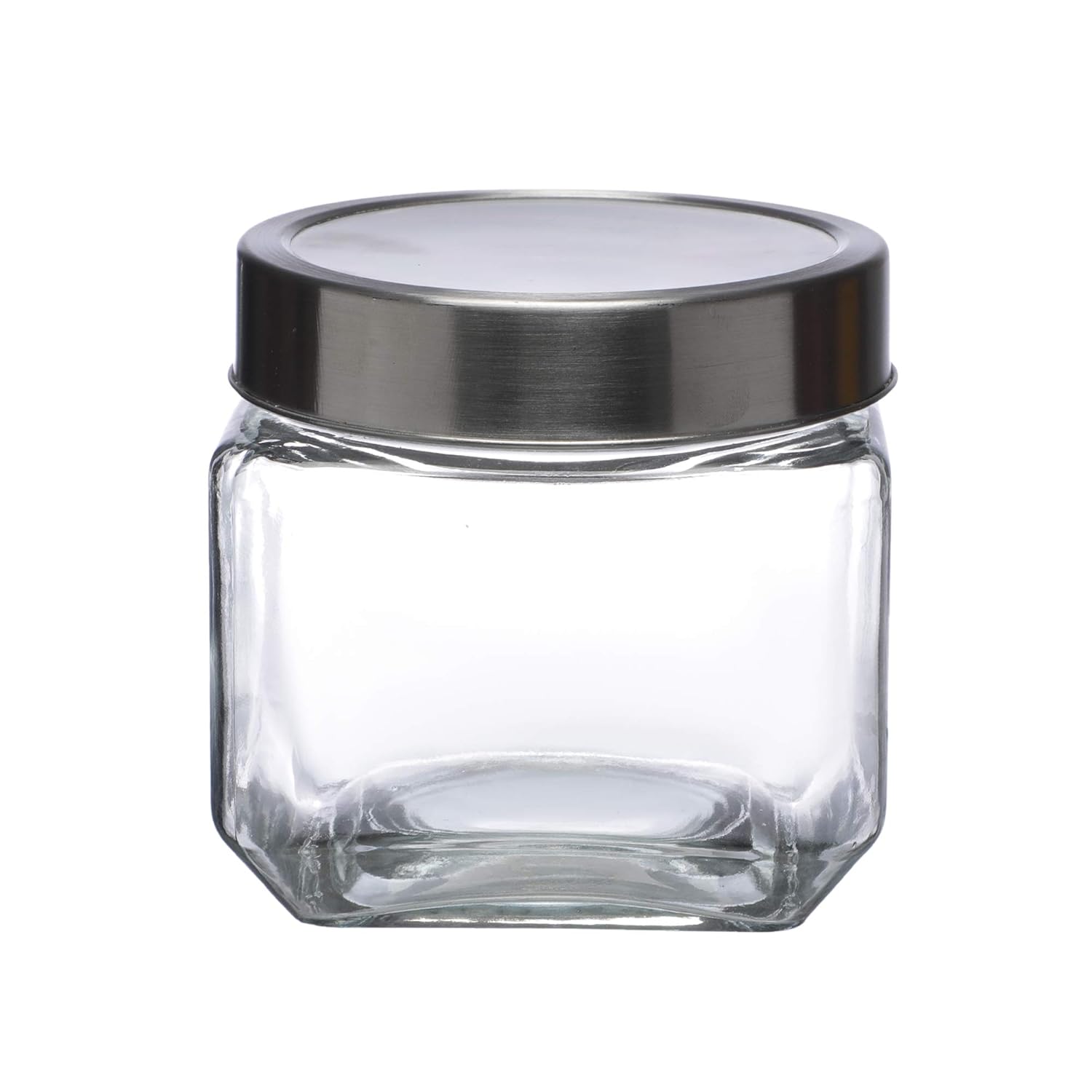 Cutting EDGE Glass Jar Transparent Barni for Kitchen, Aachar Pickle, Dal, Dry Fruits, Masala, Spices, Grocery, Grains Storage Container with Silver See-Through Cap
