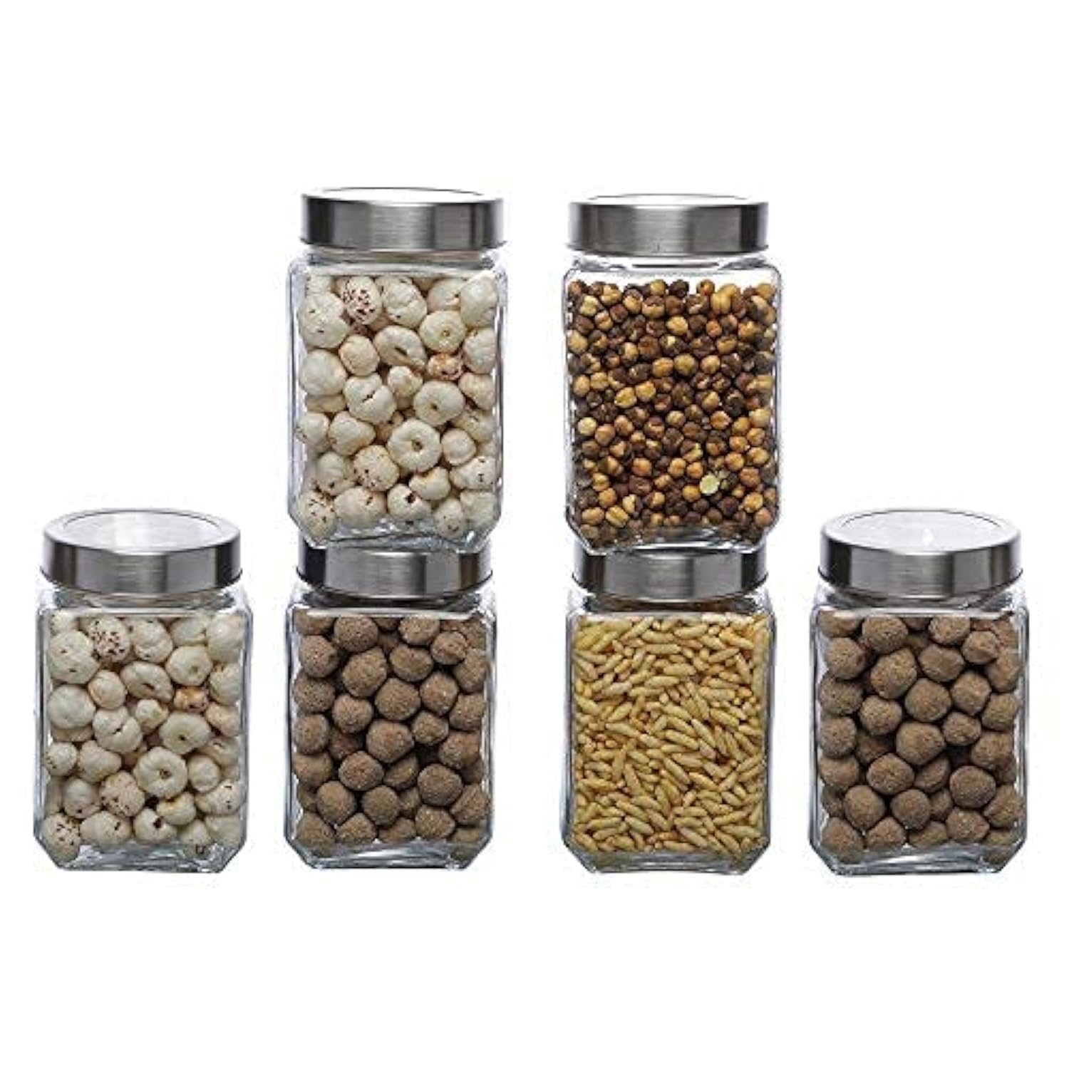 Cutting EDGE Glass Jar Transparent Barni for Kitchen, Aachar Pickle, Dal, Dry Fruits, Masala, Spices, Grocery, Grains Storage Container with Silver See-Through Cap