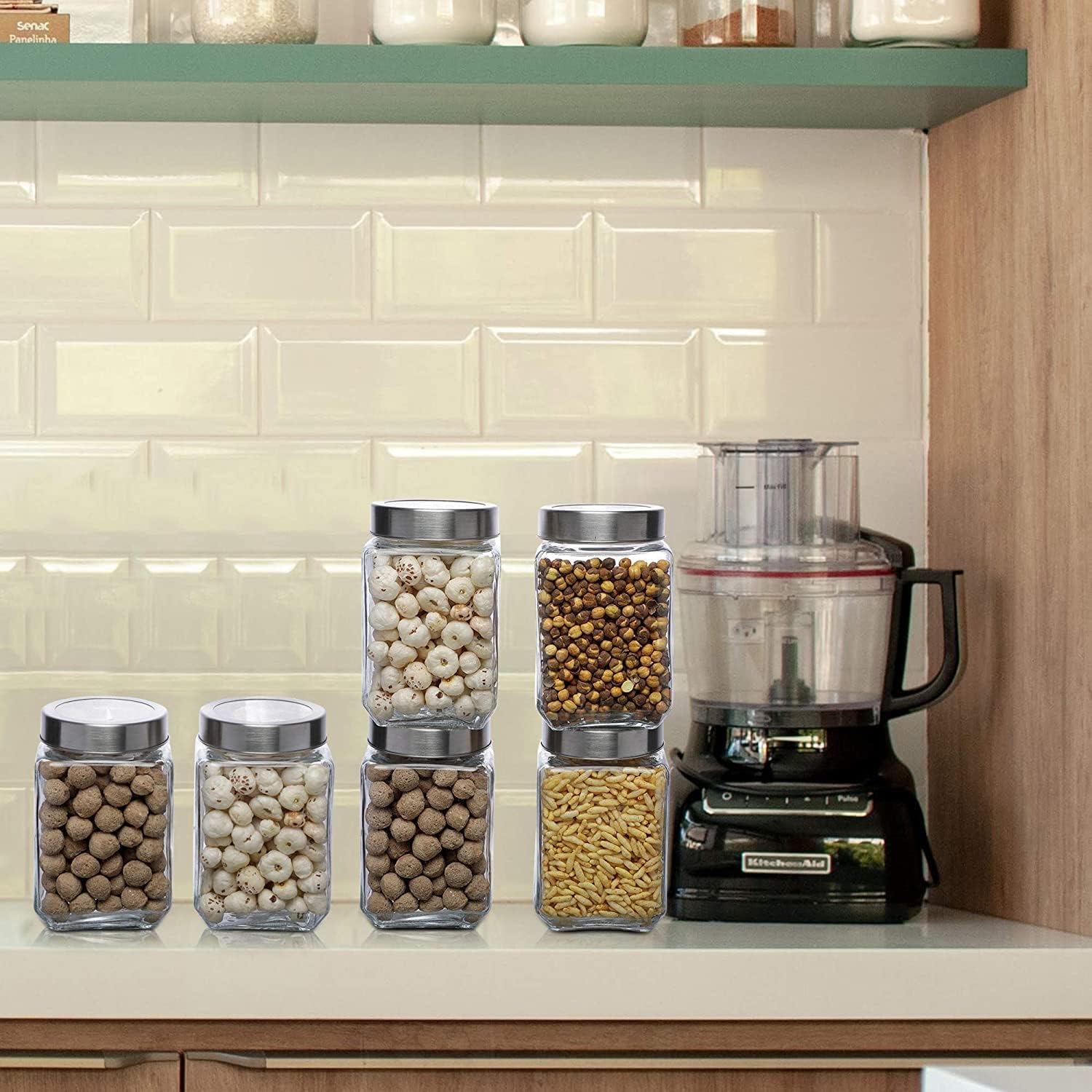 Cutting EDGE Glass Jar Transparent Barni for Kitchen, Aachar Pickle, Dal, Dry Fruits, Masala, Spices, Grocery, Grains Storage Container with Silver See-Through Cap