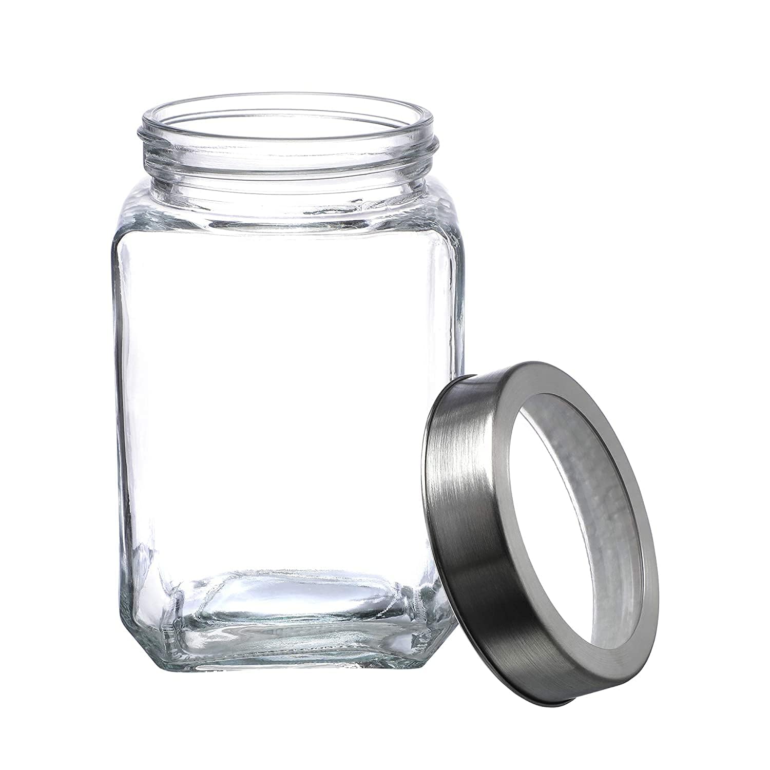 Cutting EDGE Glass Jar Transparent Barni for Kitchen, Aachar Pickle, Dal, Dry Fruits, Masala, Spices, Grocery, Grains Storage Container with Silver See-Through Cap