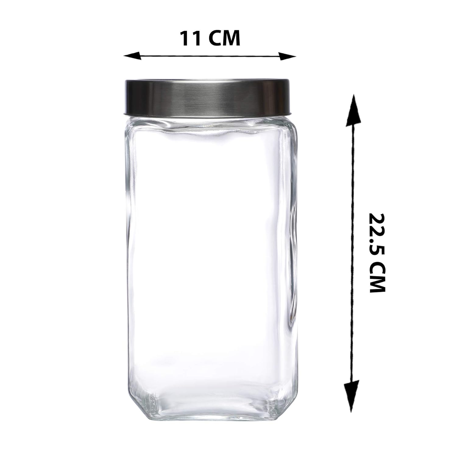 Cutting EDGE Glass Jar Transparent Barni for Kitchen, Aachar Pickle, Dal, Dry Fruits, Masala, Spices, Grocery, Grains Storage Container with Silver See-Through Cap