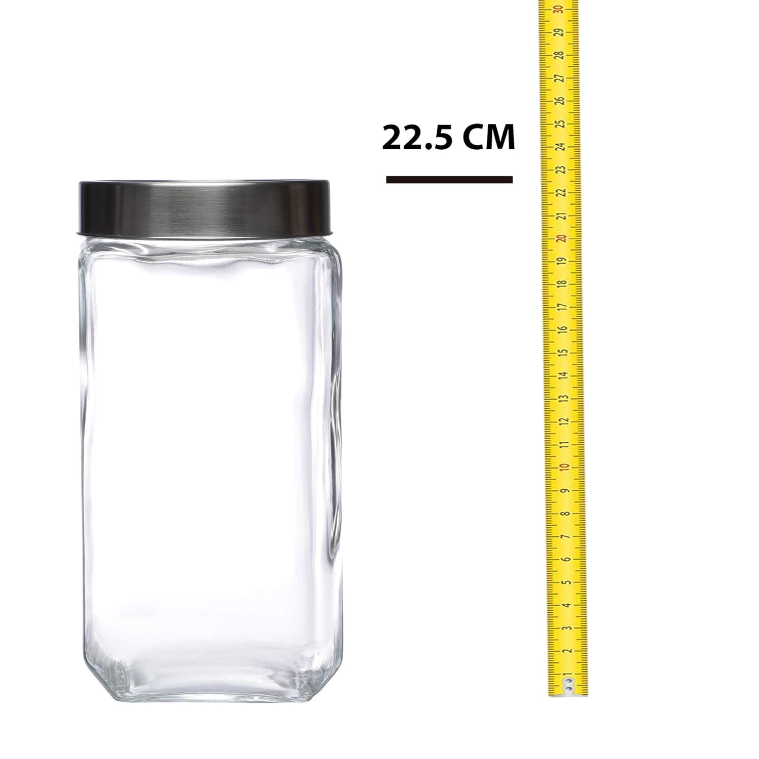 Cutting EDGE Glass Jar Transparent Barni for Kitchen, Aachar Pickle, Dal, Dry Fruits, Masala, Spices, Grocery, Grains Storage Container with Silver See-Through Cap