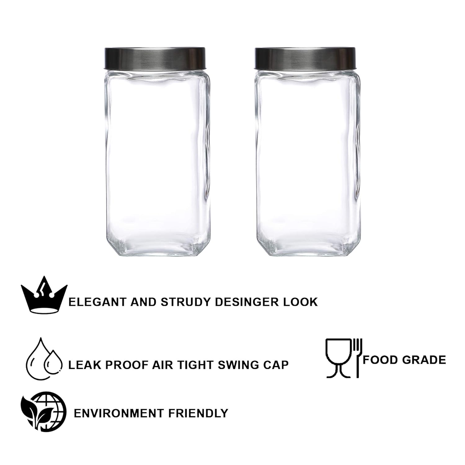 Cutting EDGE Glass Jar Transparent Barni for Kitchen, Aachar Pickle, Dal, Dry Fruits, Masala, Spices, Grocery, Grains Storage Container with Silver See-Through Cap