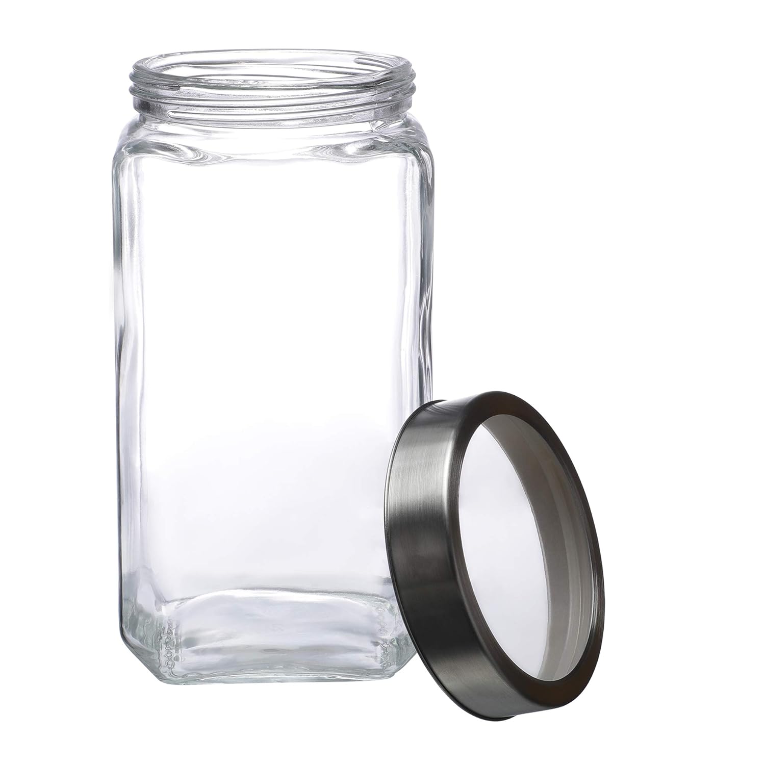 Cutting EDGE Glass Jar Transparent Barni for Kitchen, Aachar Pickle, Dal, Dry Fruits, Masala, Spices, Grocery, Grains Storage Container with Silver See-Through Cap