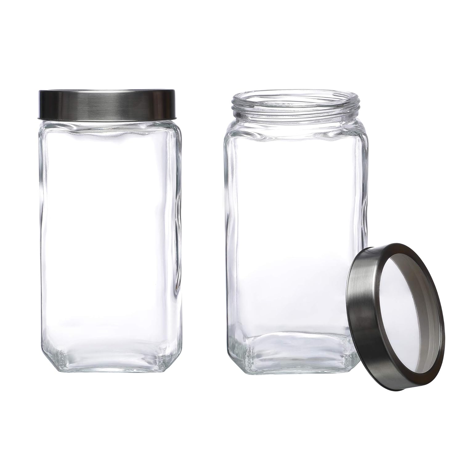 Cutting EDGE Glass Jar Transparent Barni for Kitchen, Aachar Pickle, Dal, Dry Fruits, Masala, Spices, Grocery, Grains Storage Container with Silver See-Through Cap