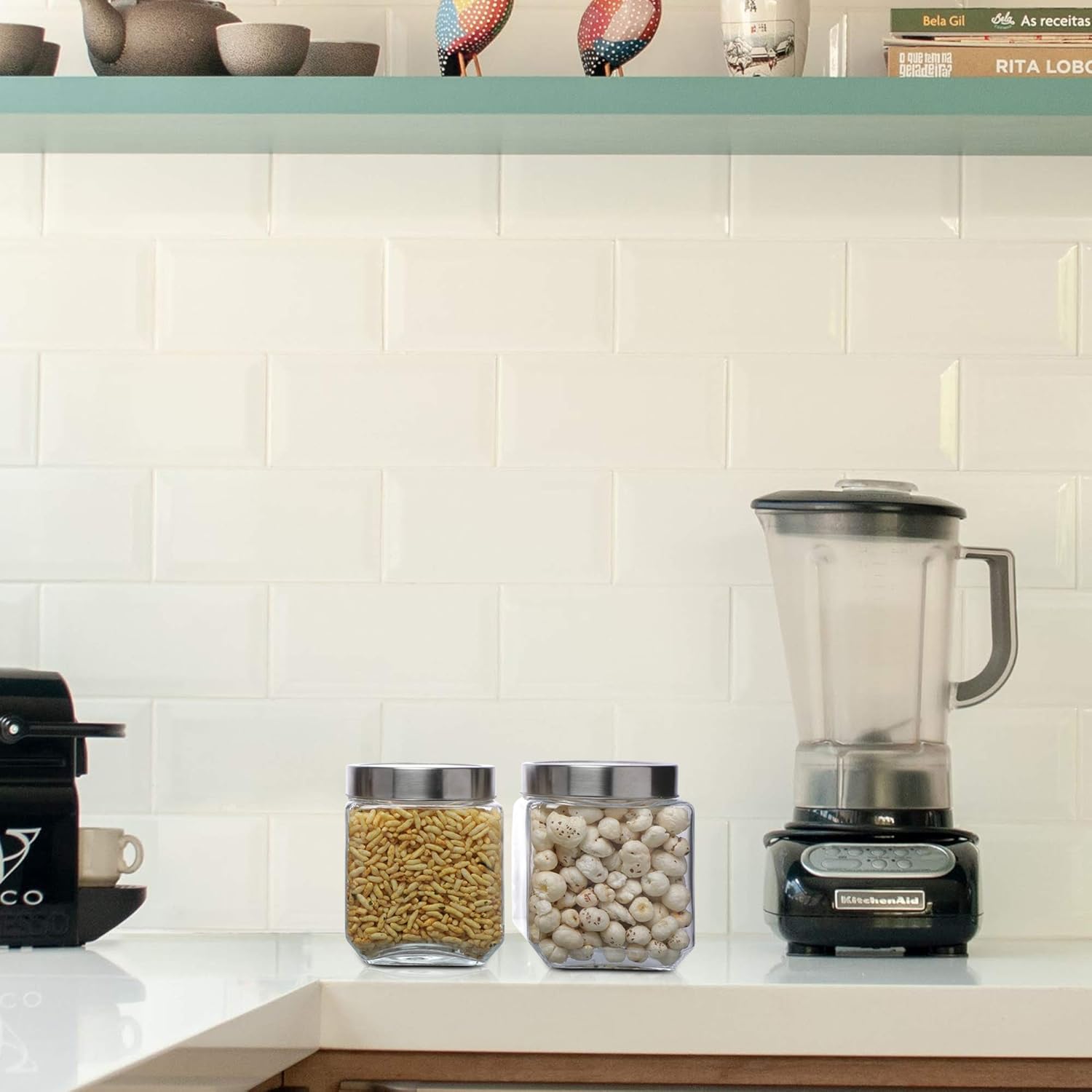 Cutting EDGE Glass Jar Transparent Barni for Kitchen, Aachar Pickle, Dal, Dry Fruits, Masala, Spices, Grocery, Grains Storage Container with Silver See-Through Cap