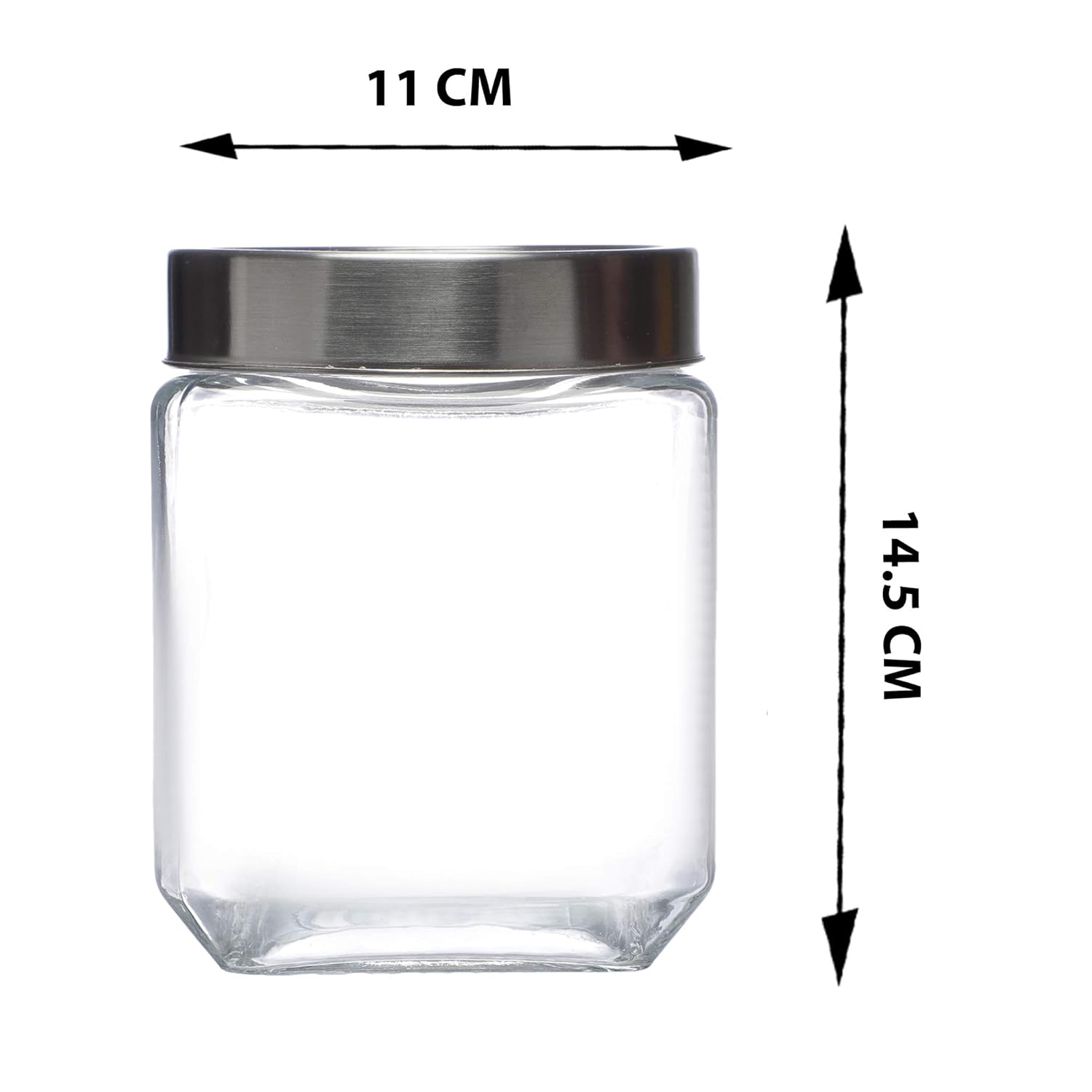 Cutting EDGE Glass Jar Transparent Barni for Kitchen, Aachar Pickle, Dal, Dry Fruits, Masala, Spices, Grocery, Grains Storage Container with Silver See-Through Cap