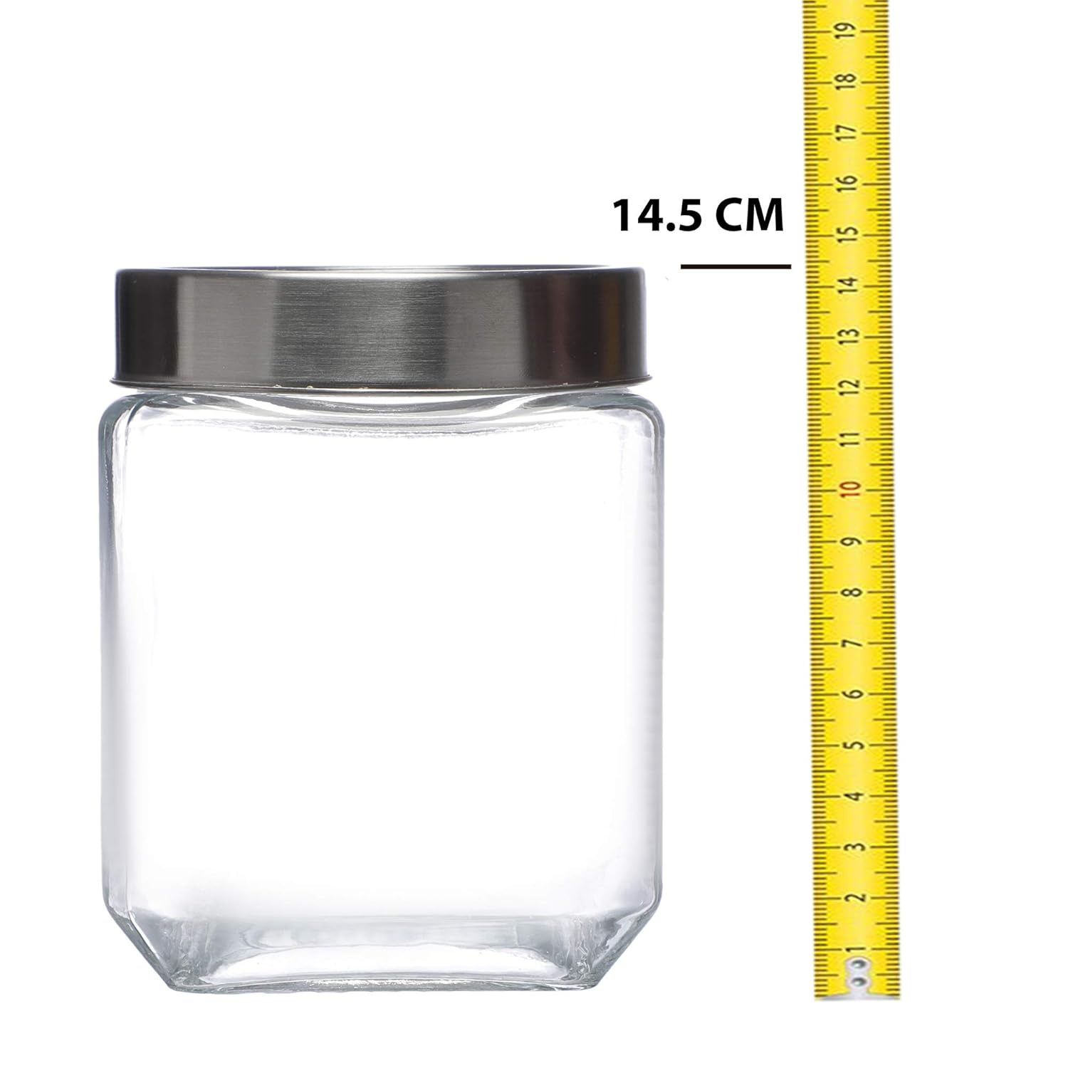Cutting EDGE Glass Jar Transparent Barni for Kitchen, Aachar Pickle, Dal, Dry Fruits, Masala, Spices, Grocery, Grains Storage Container with Silver See-Through Cap