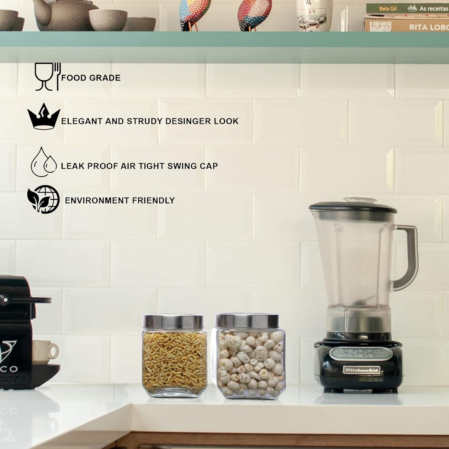 Cutting EDGE Glass Jar Transparent Barni for Kitchen, Aachar Pickle, Dal, Dry Fruits, Masala, Spices, Grocery, Grains Storage Container with Silver See-Through Cap