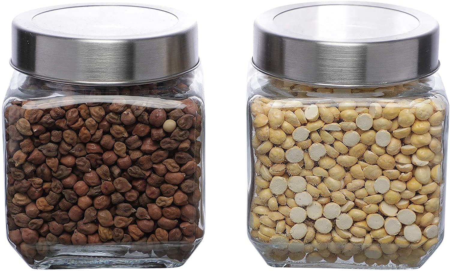 Cutting EDGE Glass Jar Transparent Barni for Kitchen, Aachar Pickle, Dal, Dry Fruits, Masala, Spices, Grocery, Grains Storage Container with Silver See-Through Cap