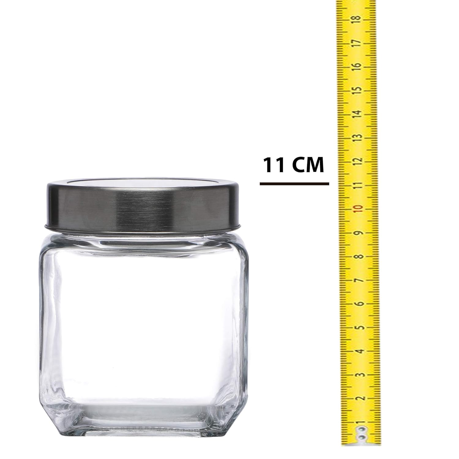 Cutting EDGE Glass Jar Transparent Barni for Kitchen, Aachar Pickle, Dal, Dry Fruits, Masala, Spices, Grocery, Grains Storage Container with Silver See-Through Cap