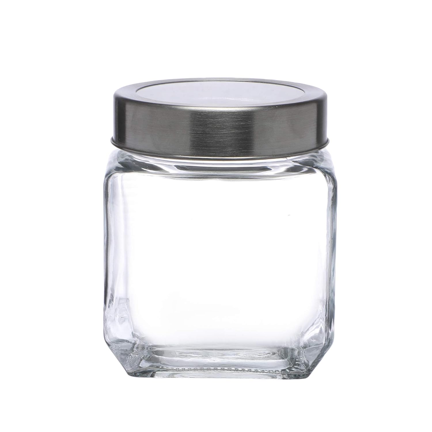 Cutting EDGE Glass Jar Transparent Barni for Kitchen, Aachar Pickle, Dal, Dry Fruits, Masala, Spices, Grocery, Grains Storage Container with Silver See-Through Cap