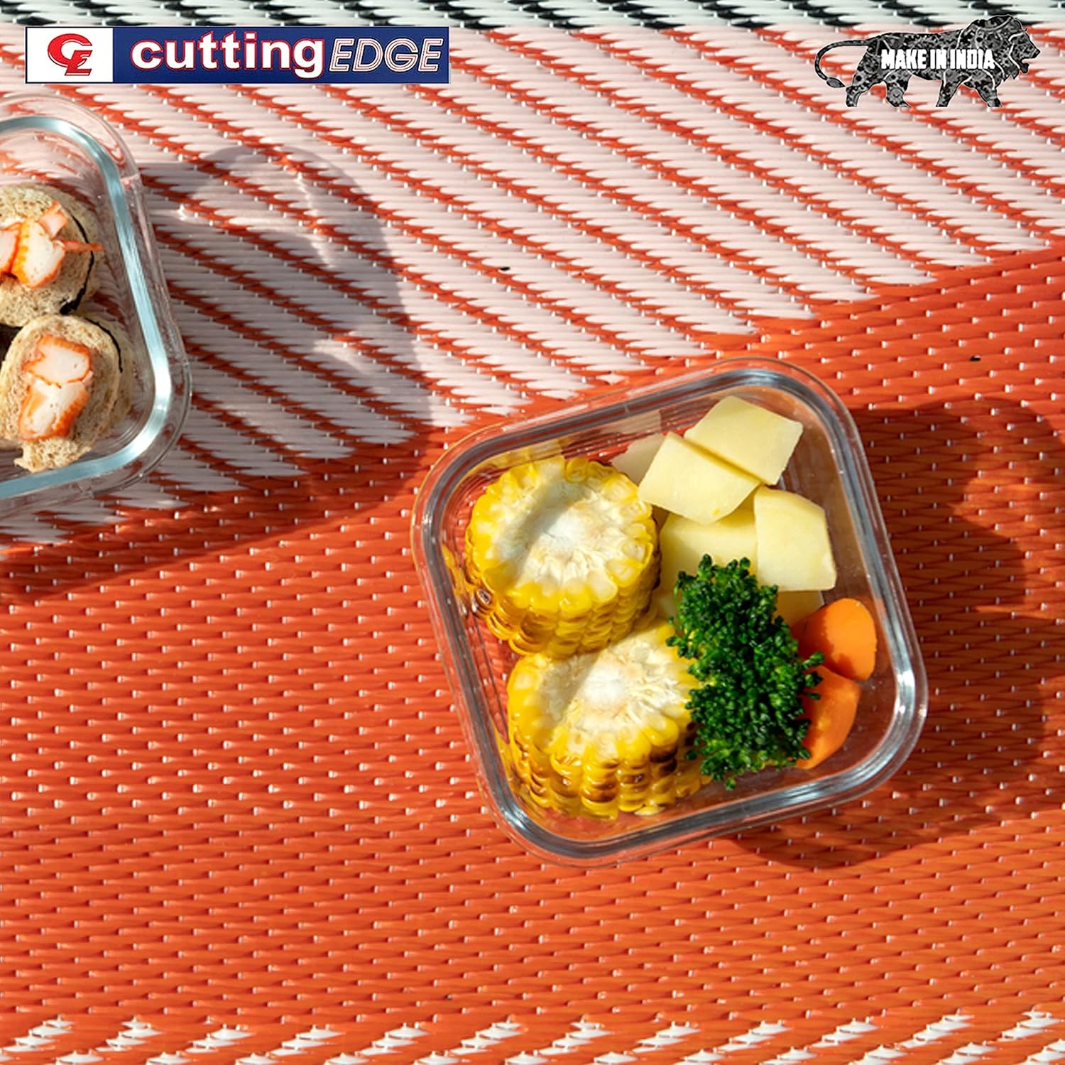 Cutting EDGE Smart Lock Borosilicate Rectangular Lunch Boxes / Glass Food Container with Air Vent Lid