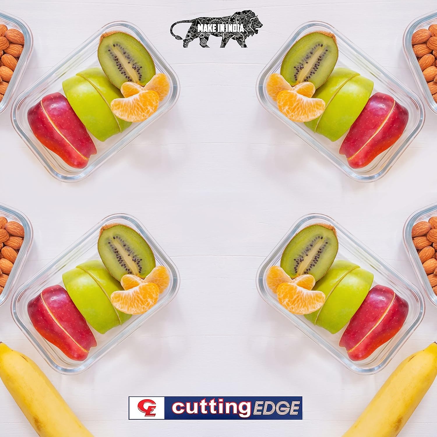 Cutting EDGE Smart Lock Borosilicate Rectangular Lunch Boxes / Glass Food Container with Air Vent Lid