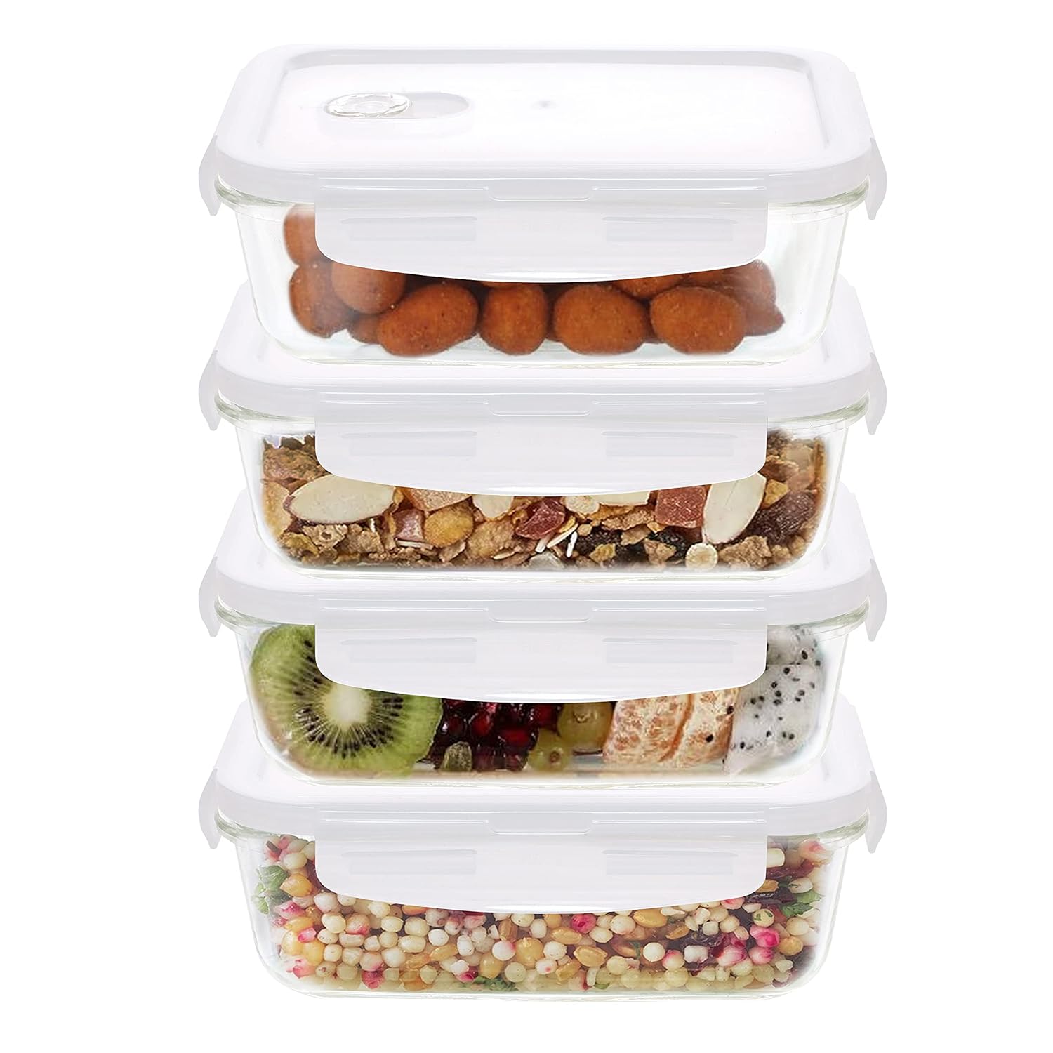 Cutting EDGE Smart Lock Borosilicate Rectangular Lunch Boxes / Glass Food Container with Air Vent Lid