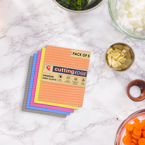Cutting EDGE Kitchen Cleaning Sponge | Multi-Purpose & Resusable Wipes for Dry & Wet Use | Multi- Color, Biodegradable