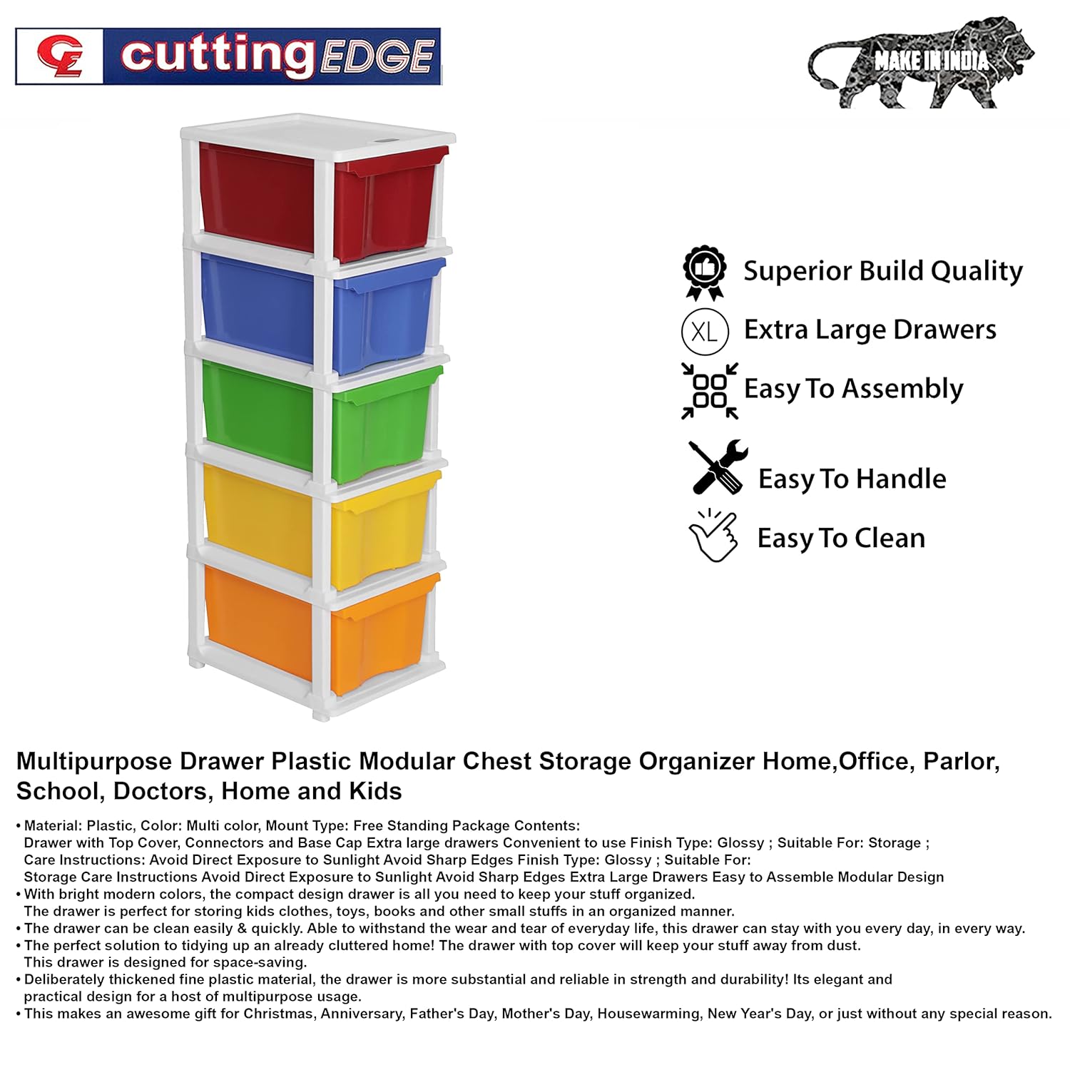 Cutting EDGE Multipurpose Modular Drawer System Combo for Parlor, Offi